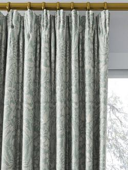 John Lewis Woodland Fable Weave Pair Lined Pencil Pleat Curtains, Sage