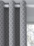 John Lewis ANYDAY Diamond Ikat Print Pair Lined Eyelet Curtains, Storm