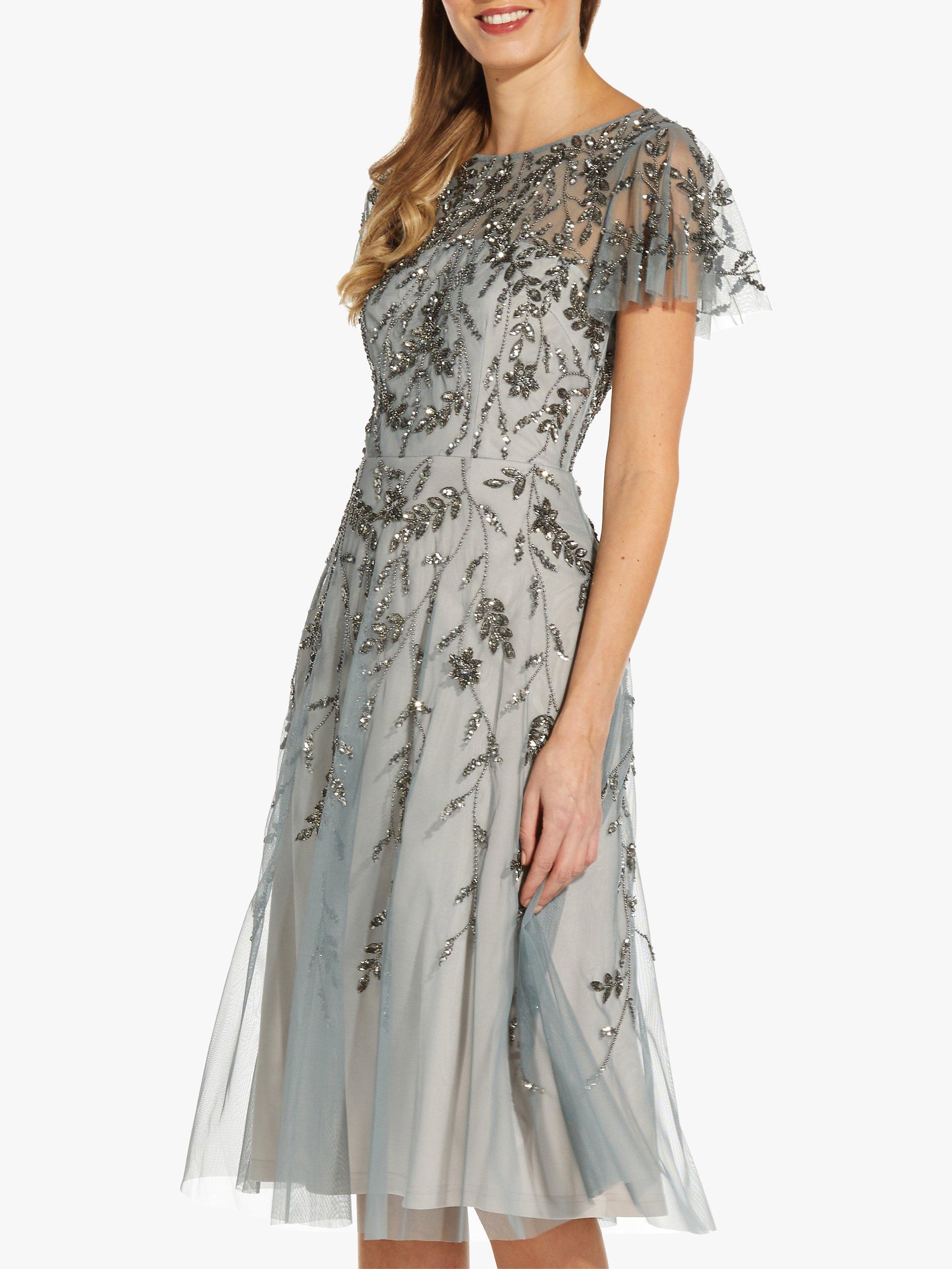 blue dress for baby girl Hand-Beaded Blouson Long Gown With Flutter Sleeves In French Blue-French  Blue / Regular / 0