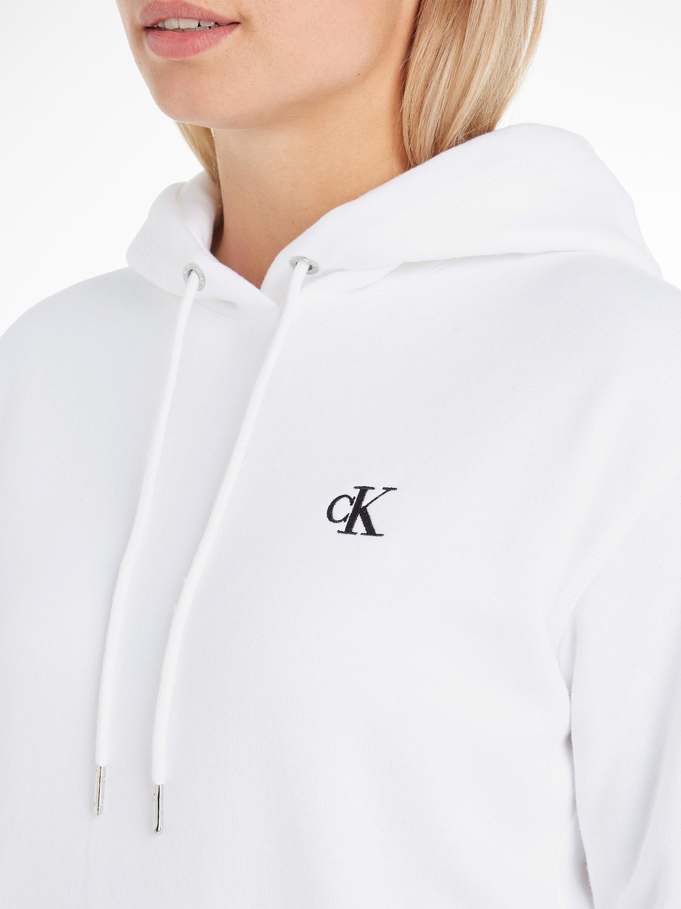Product image 3 of 5, which shows Calvin Klein Jeans Embroidered Logo Hoodie, Bright White, XS
