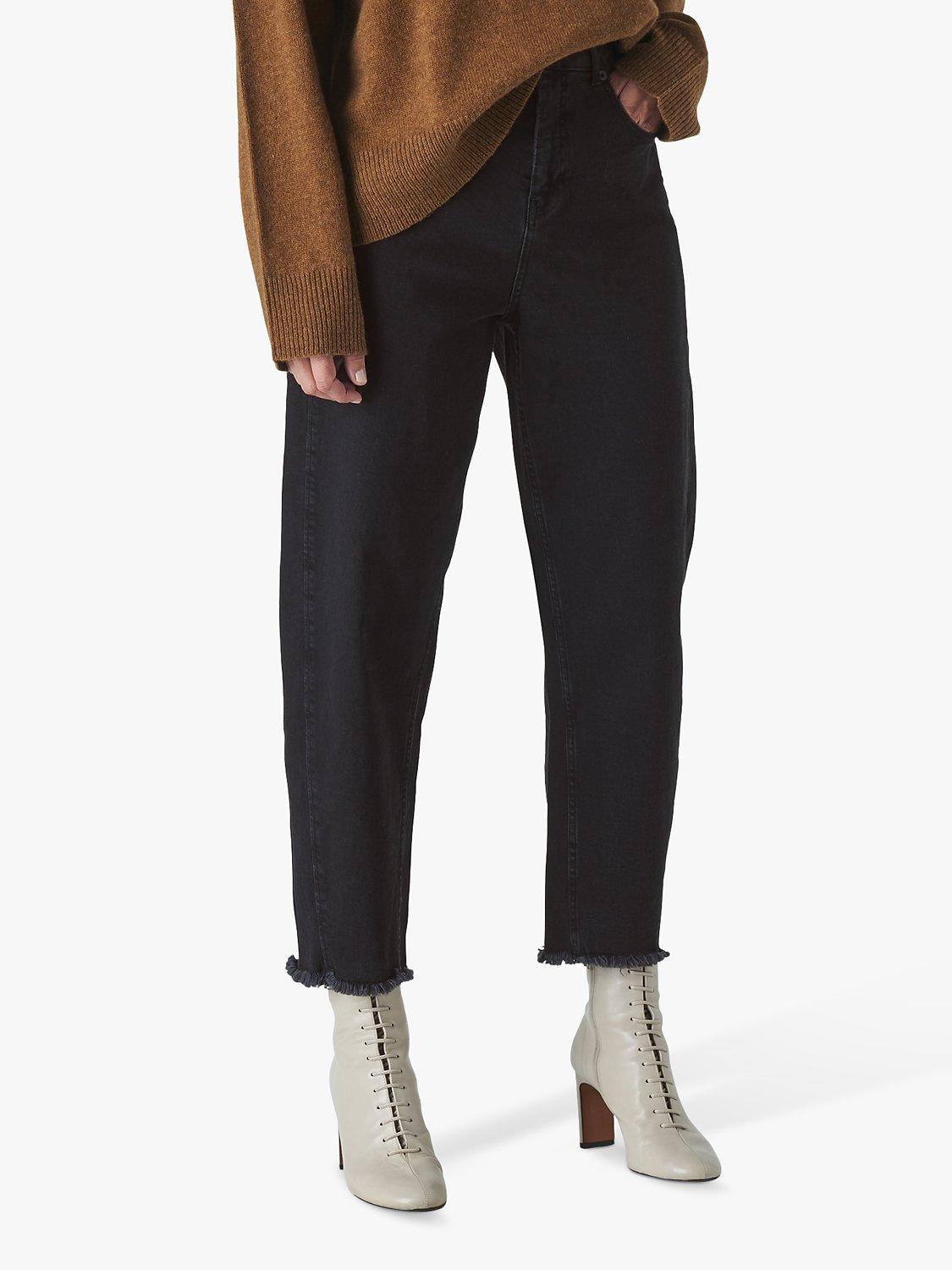 Product image 1 of 3, which shows Whistles High Waist Barrel Leg Jeans, Black, 26