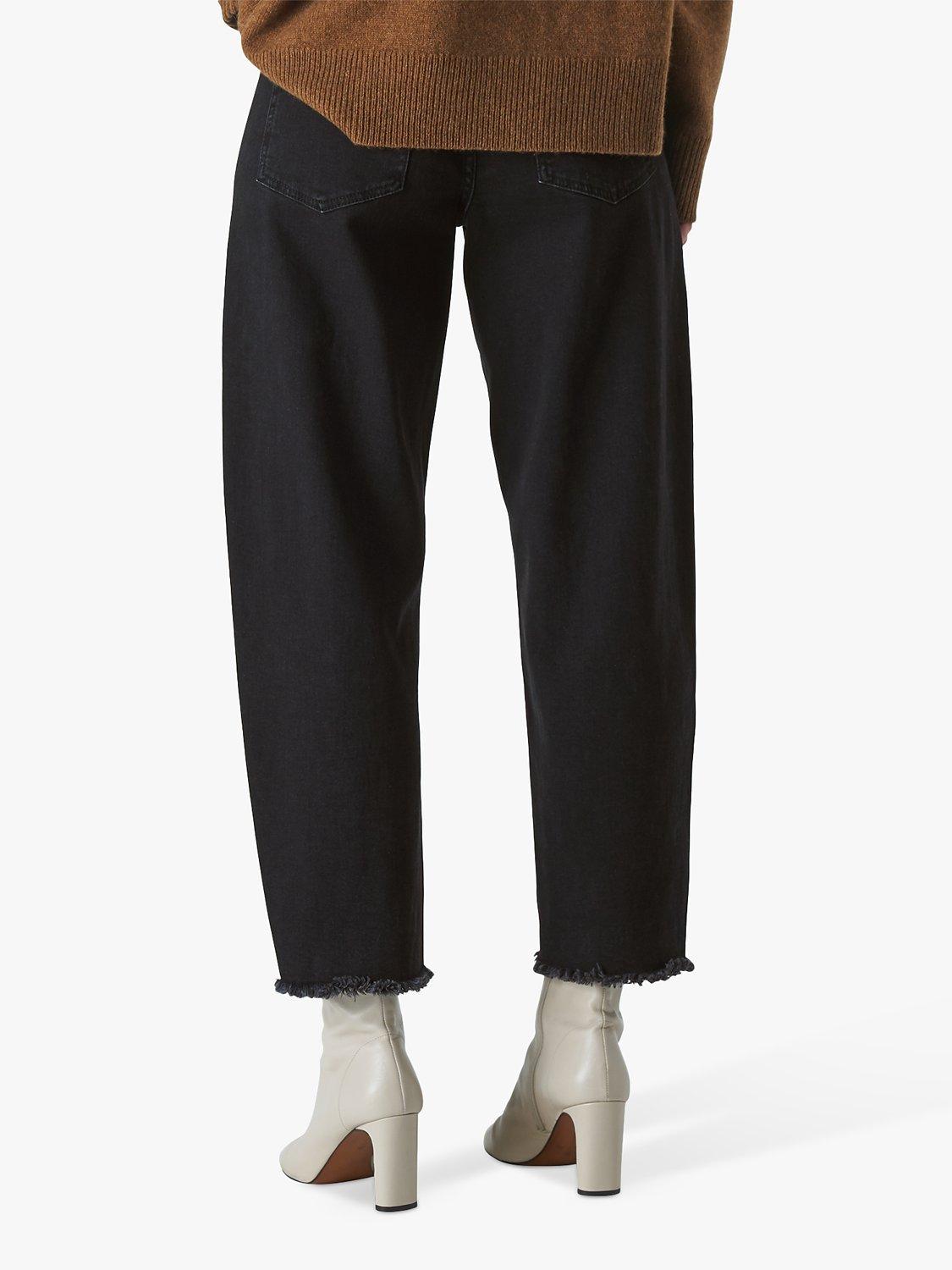 Product image 2 of 3, which shows Whistles High Waist Barrel Leg Jeans, Black, 26