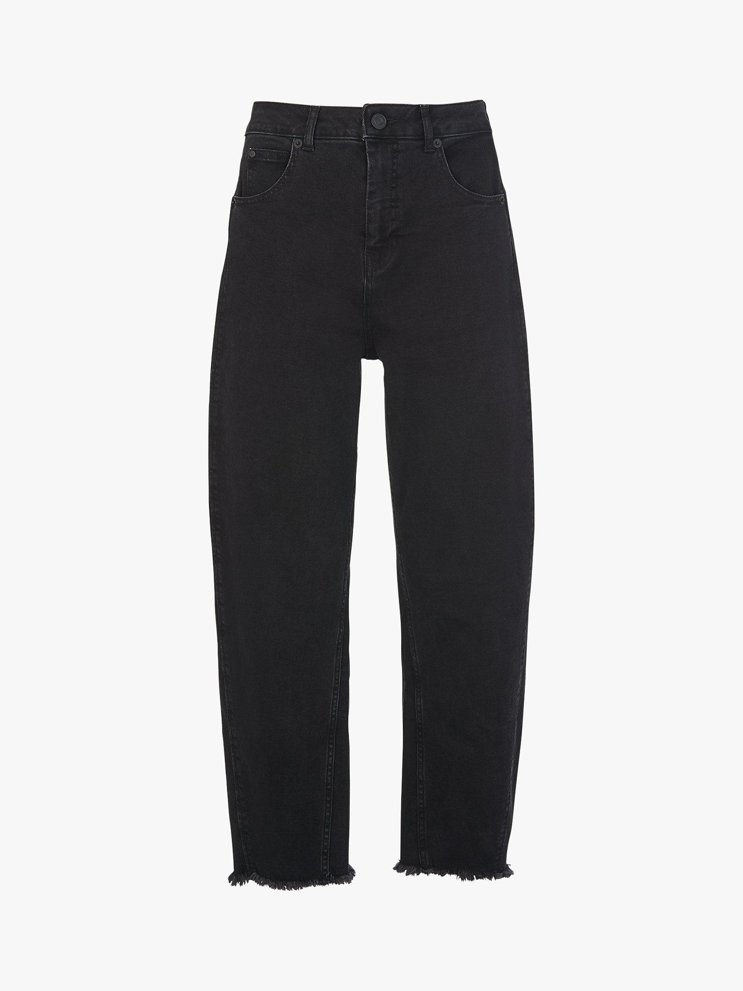 Product image 3 of 3, which shows Whistles High Waist Barrel Leg Jeans, Black, 26
