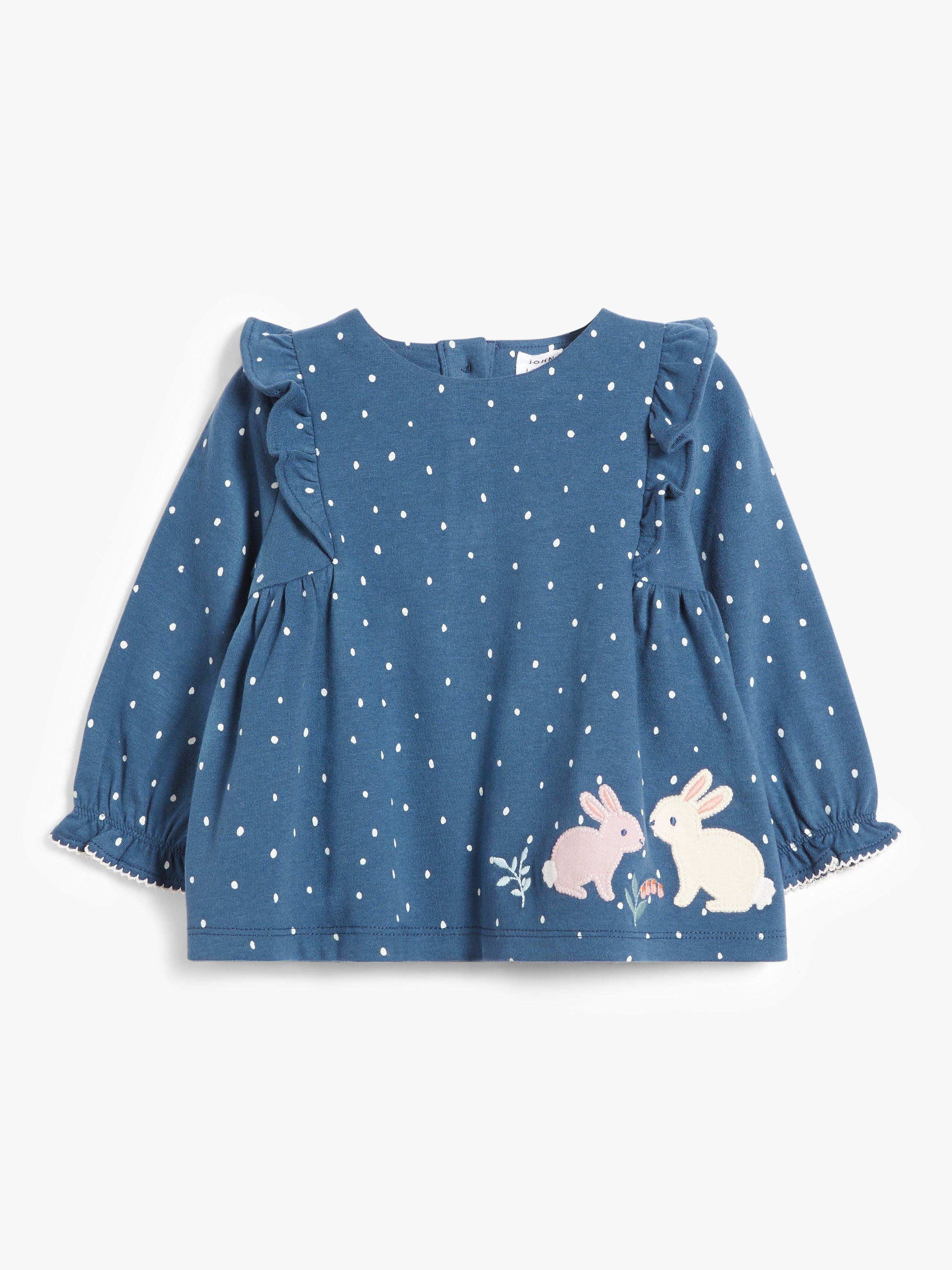 John Lewis Baby Bunny Spot Swing Top, Blue