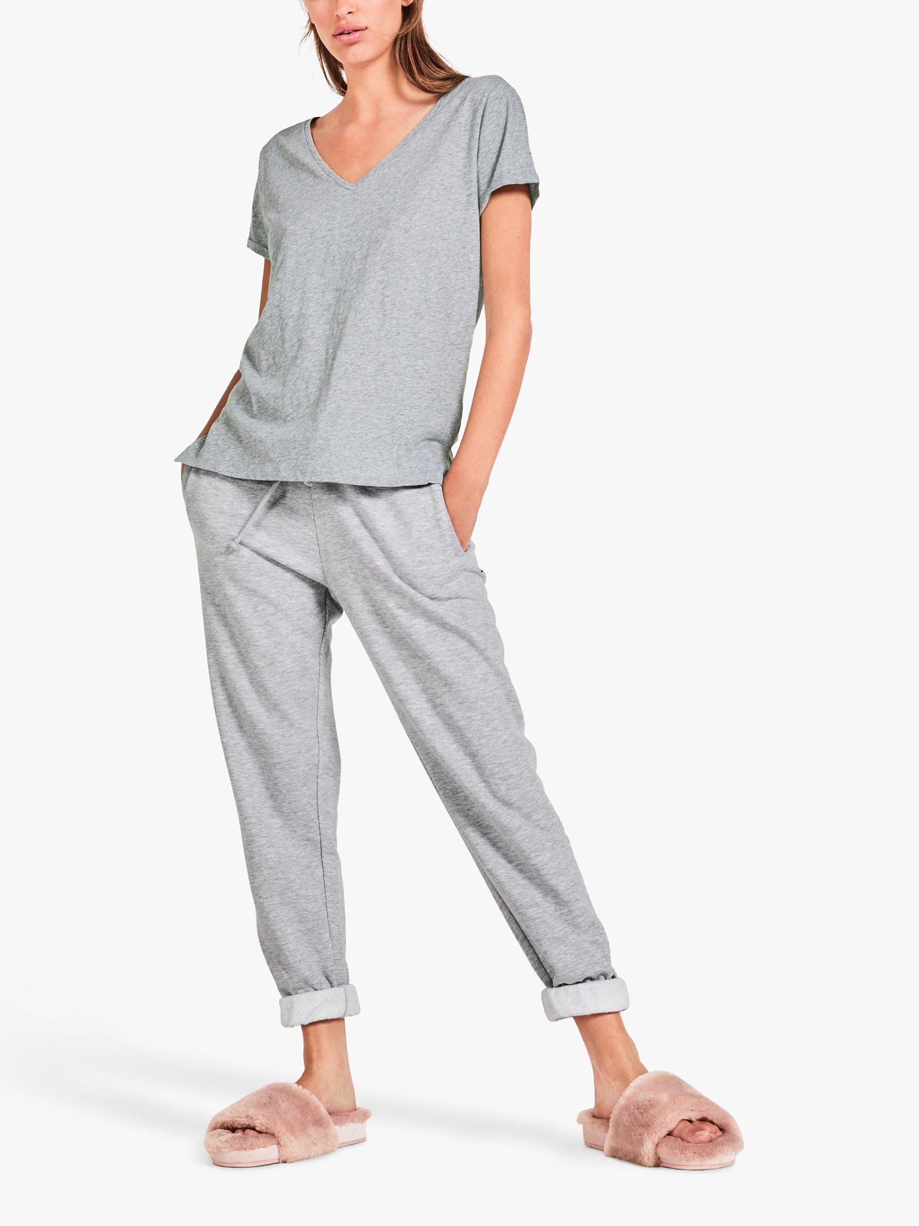 HUSH Cotton Cali Slub V-Neck T-Shirt, Grey Marl