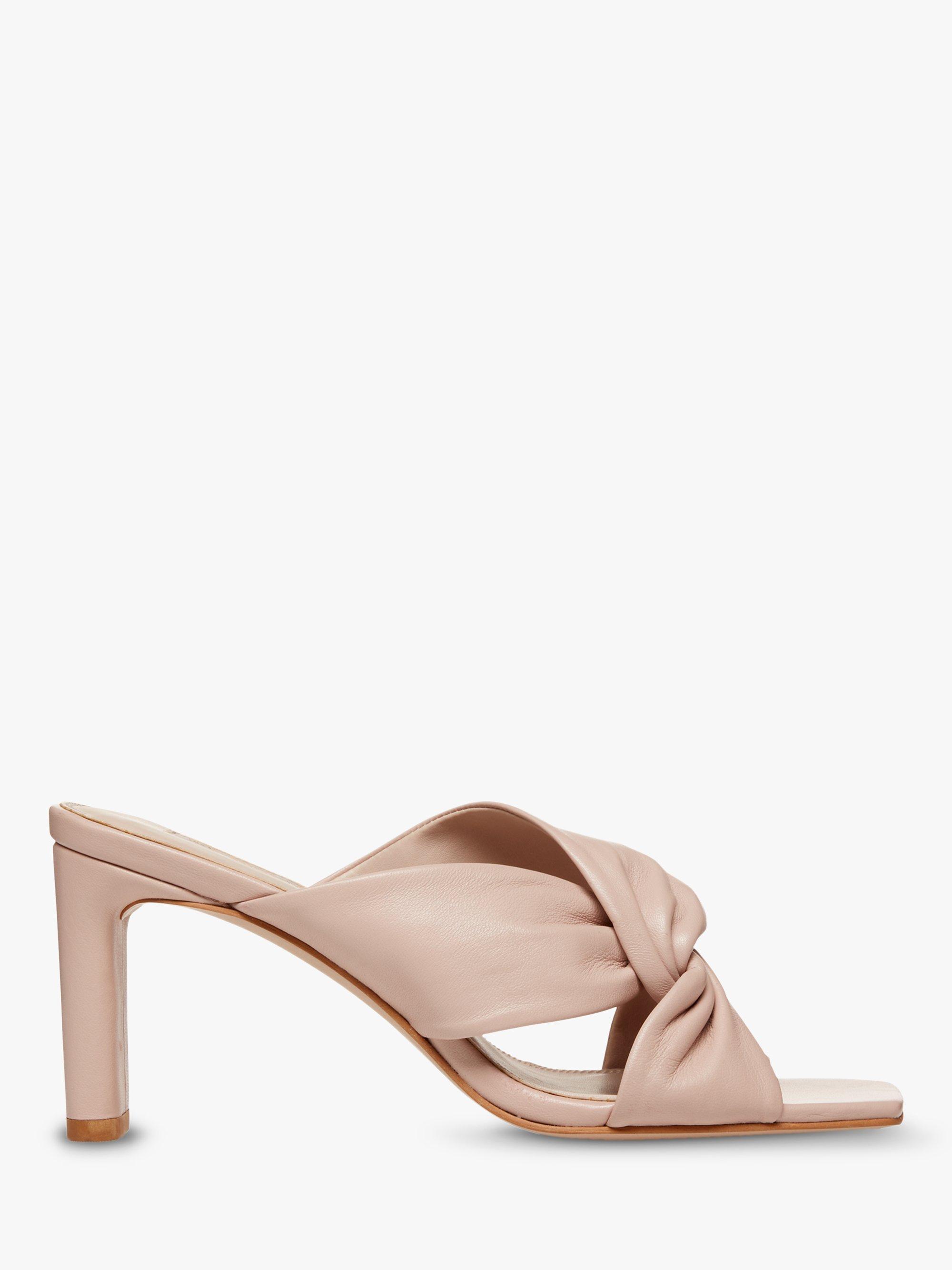 Dune Magnet Leather Heeled Sandals, Ecru