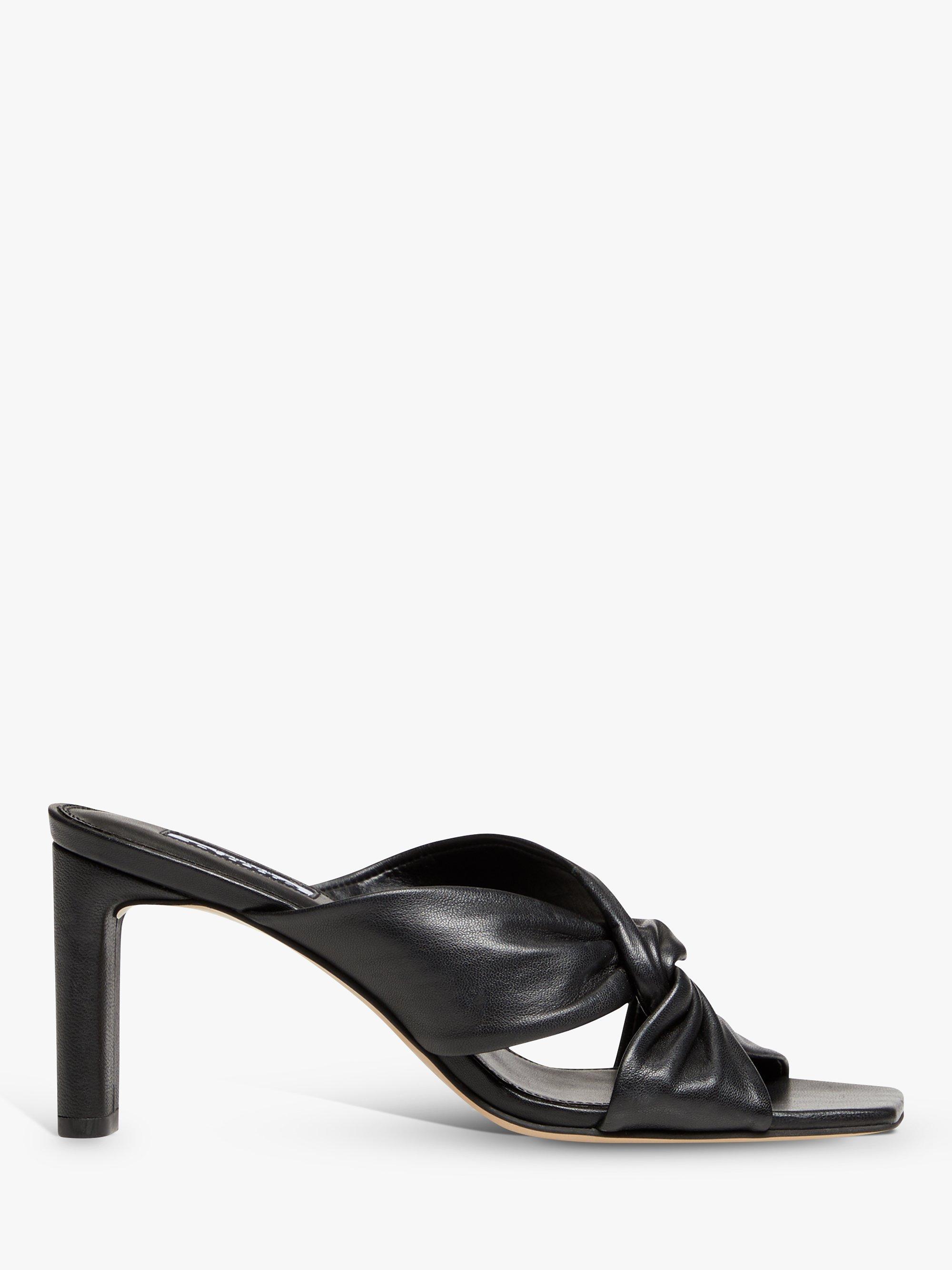 Dune Magnet Leather Heeled Sandals, Black, 3