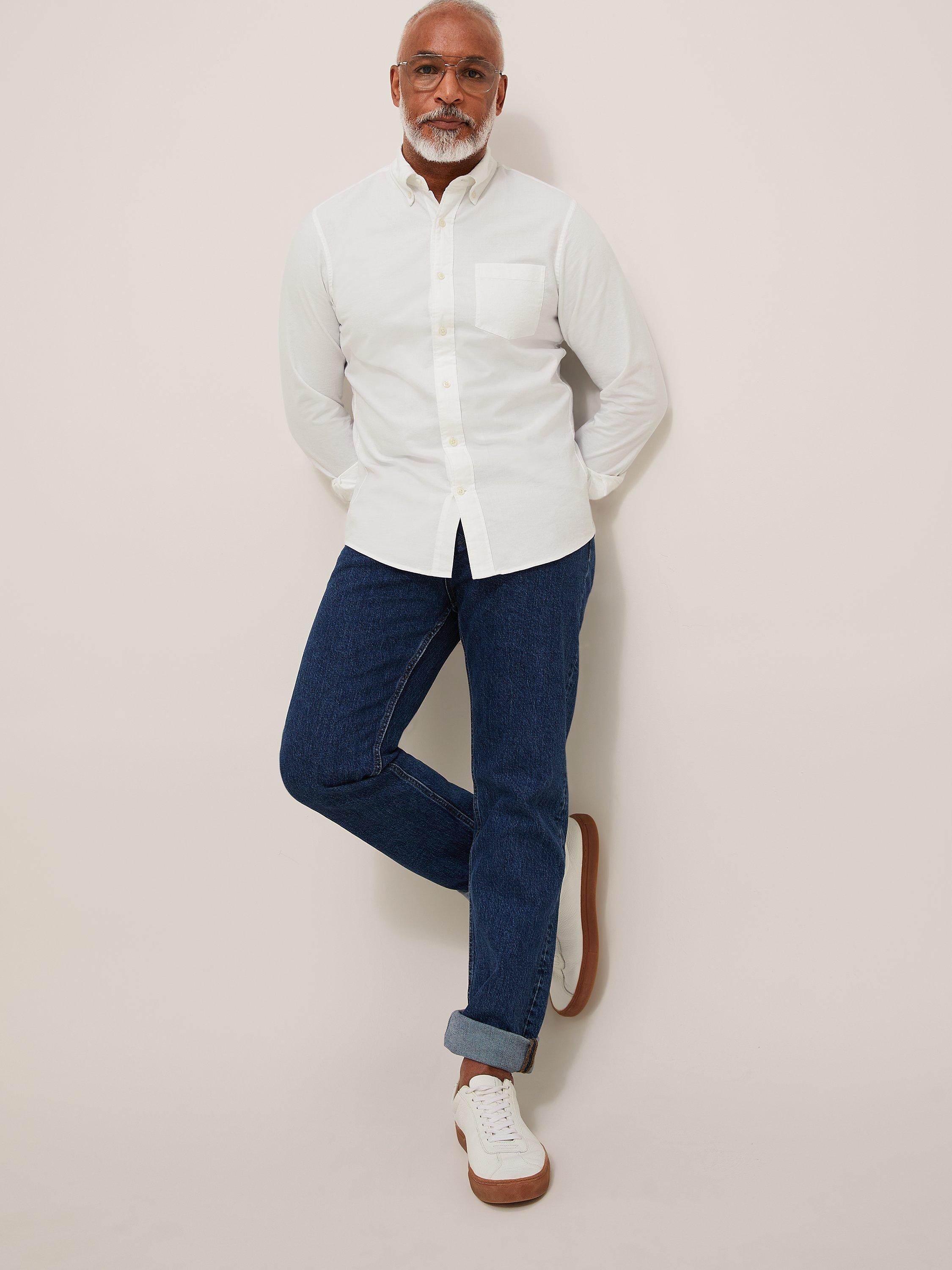 Product image 3 of 7, which shows John Lewis Regular Fit Cotton Oxford Button Down Shirt, White, S