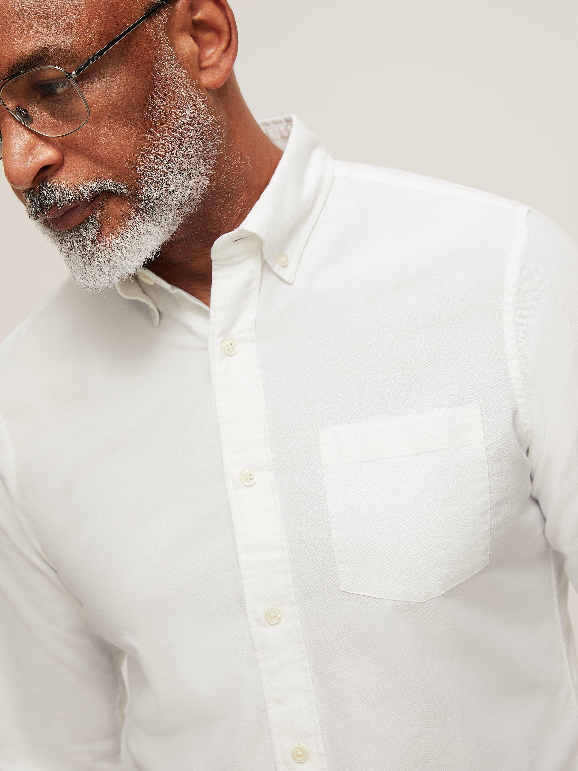 Product image 5 of 7, which shows John Lewis Regular Fit Cotton Oxford Button Down Shirt, White, S