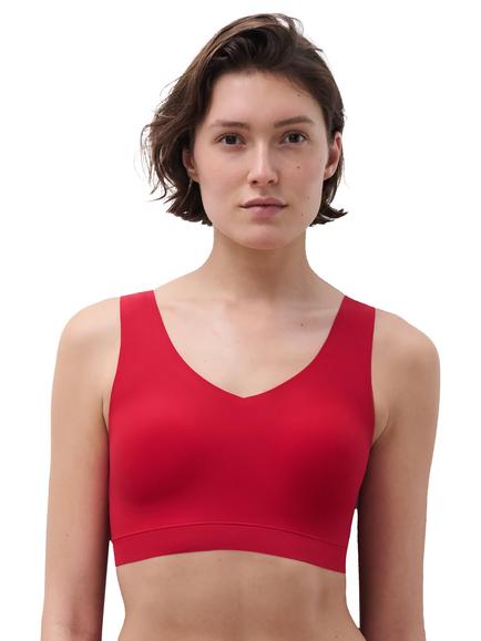 Chantelle Soft Stretch V-Neck Padded Crop Bra, Poppy Red