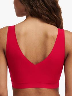 Chantelle Soft Stretch V-Neck Padded Crop Bra - view 2, Poppy Red