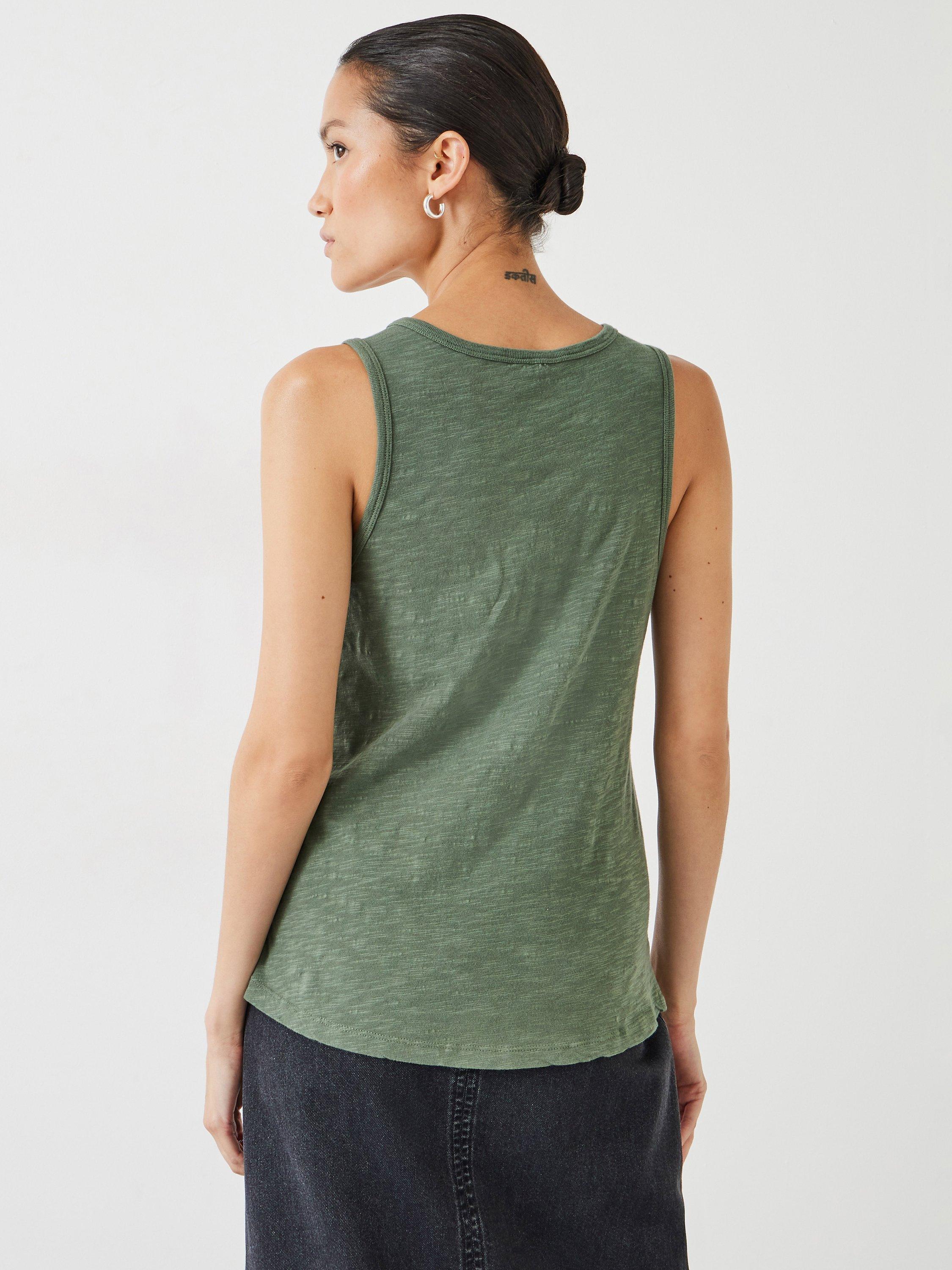 HUSH Organic Cotton Tank Top, Khaki, XXS