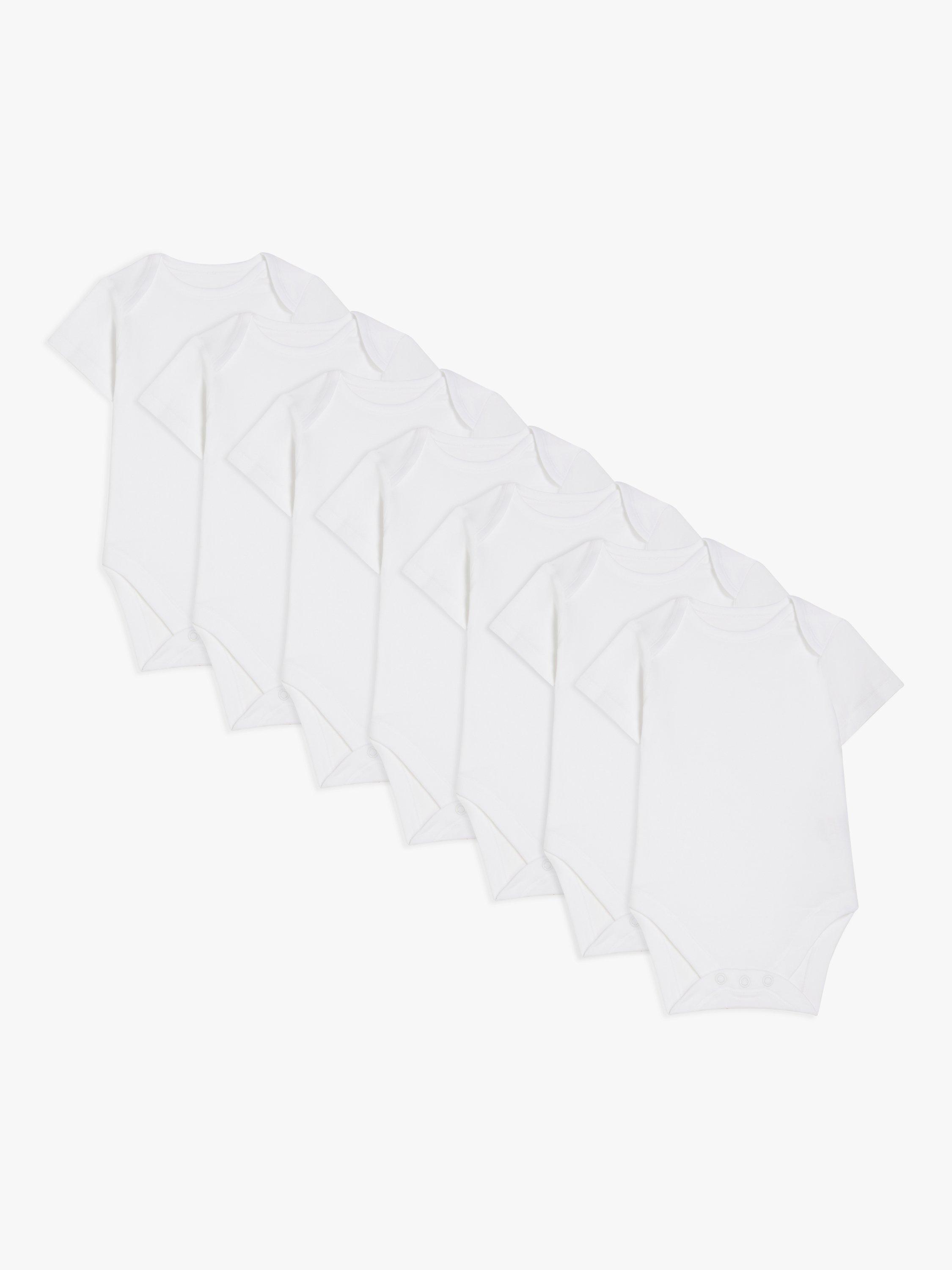 Product image 2 of 3, which shows John Lewis Baby Cotton Short Sleeve Bodysuit, Pack of 7, White, Early Baby