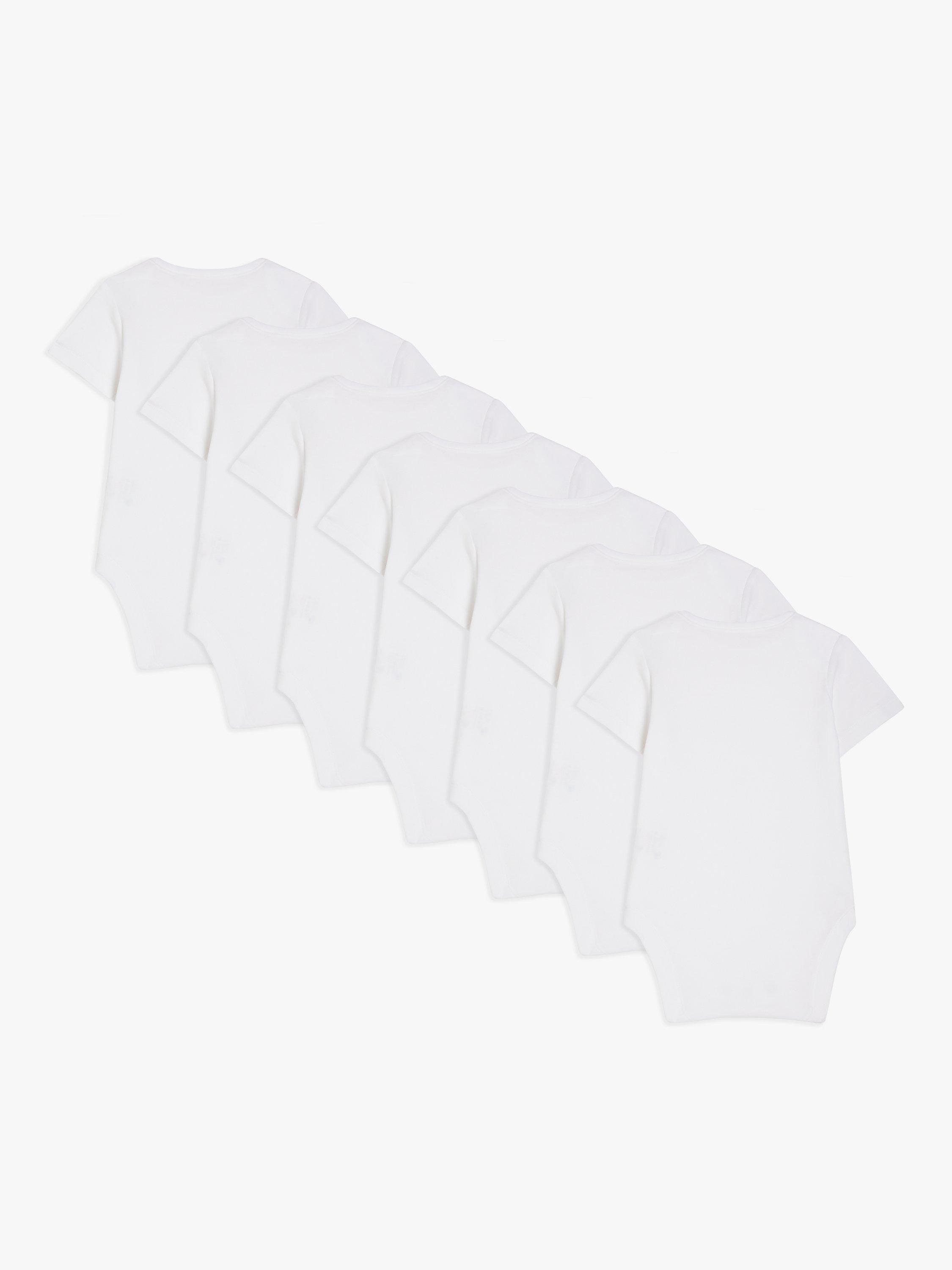 Product image 3 of 3, which shows John Lewis Baby Cotton Short Sleeve Bodysuit, Pack of 7, White, Early Baby