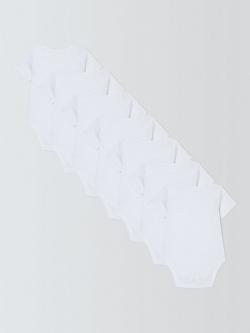 John Lewis Baby Cotton Short Sleeve Bodysuit, Pack of 7, White - view 2, White