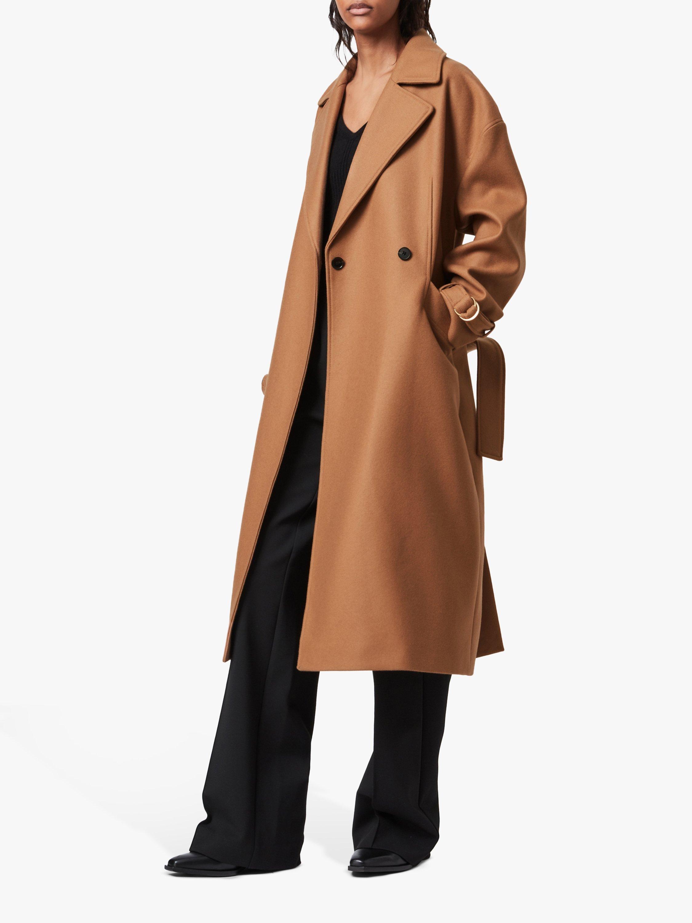 AllSaints Wilma Wool Blend Coat, Camel Brown