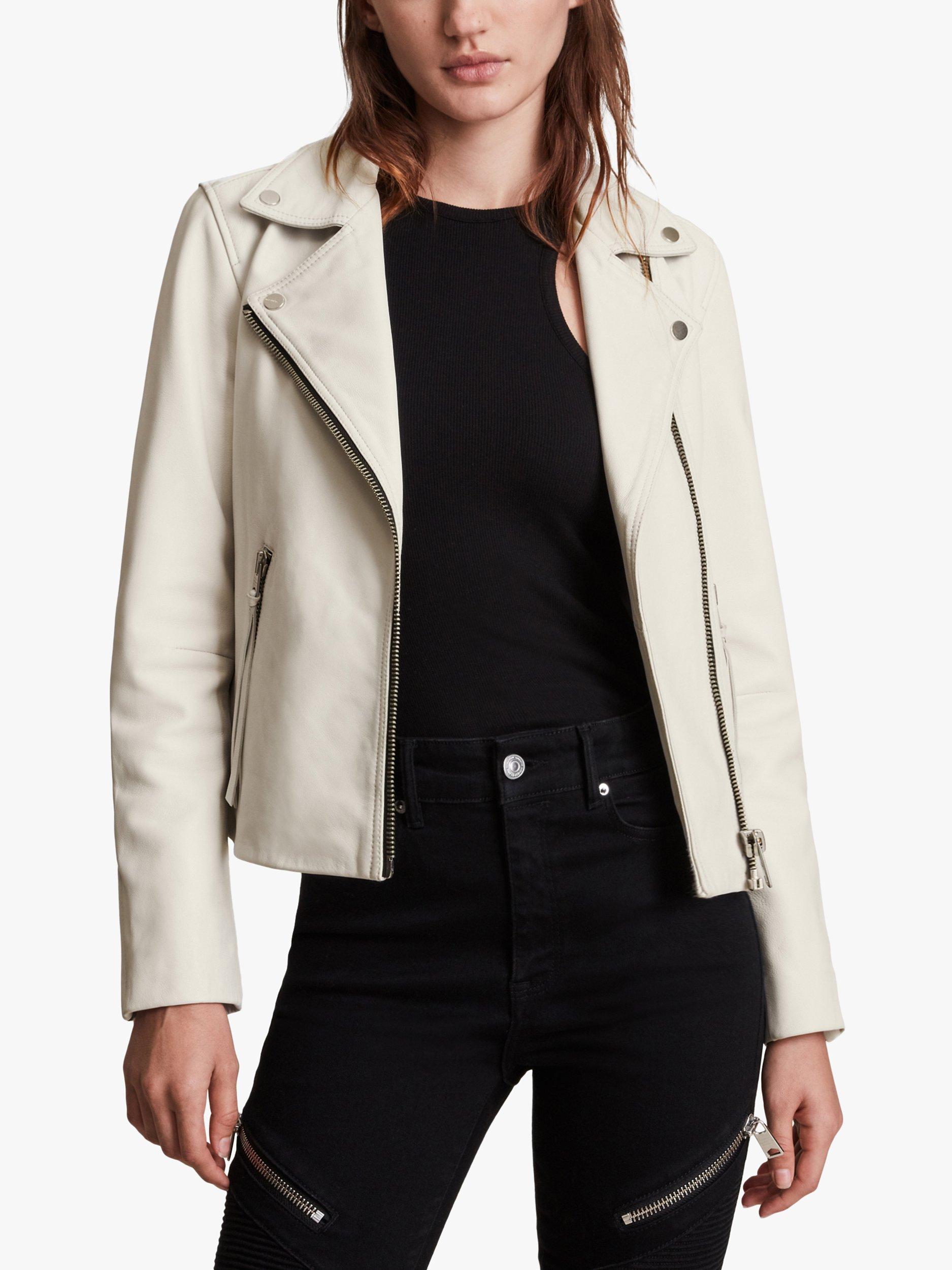 AllSaints Dalby Leather Biker Jacket, White