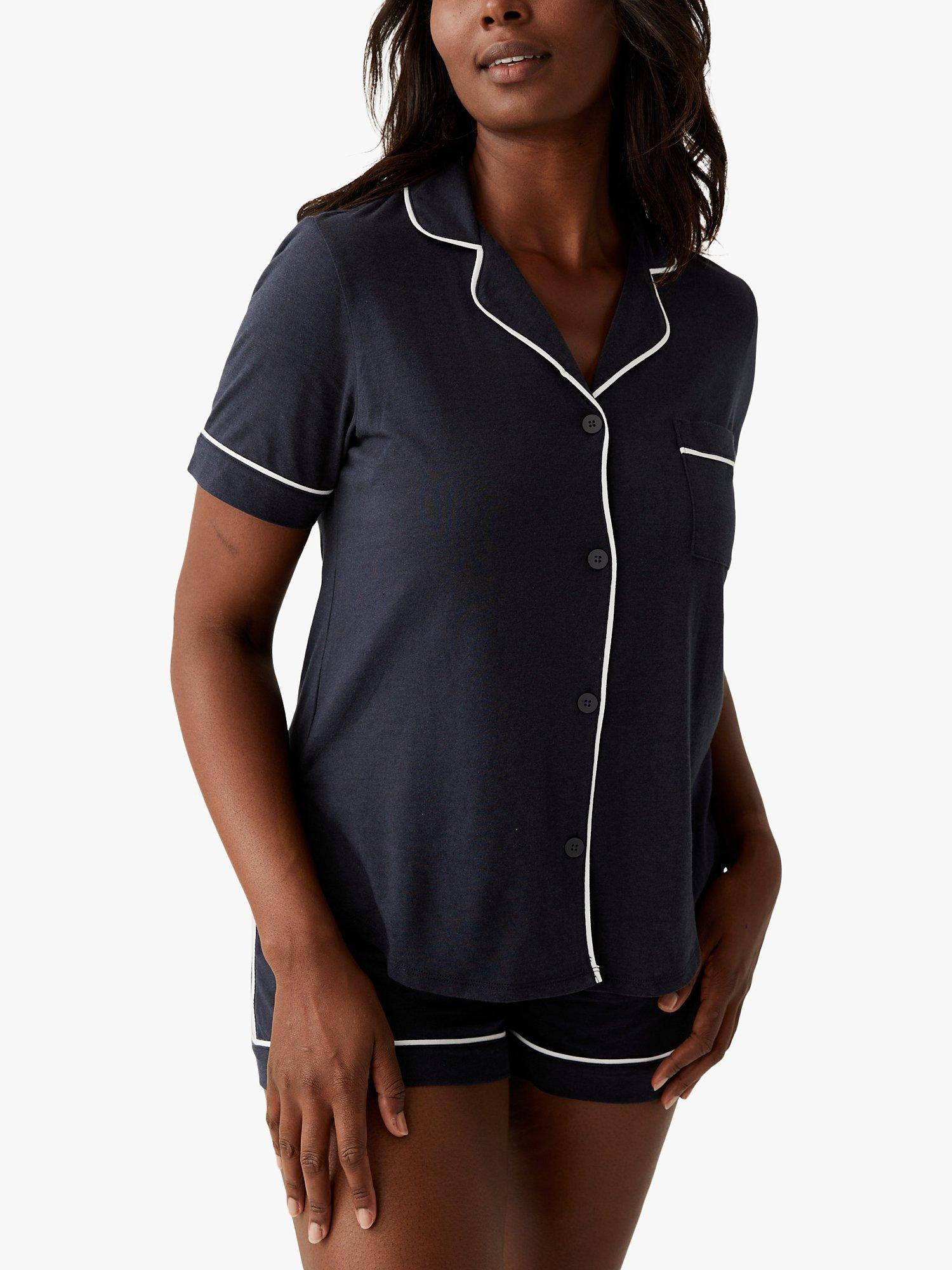 Product image 1 of 3, which shows DKNY Signature Boxer Shorts Jersey Pyjama Set, Navy, S