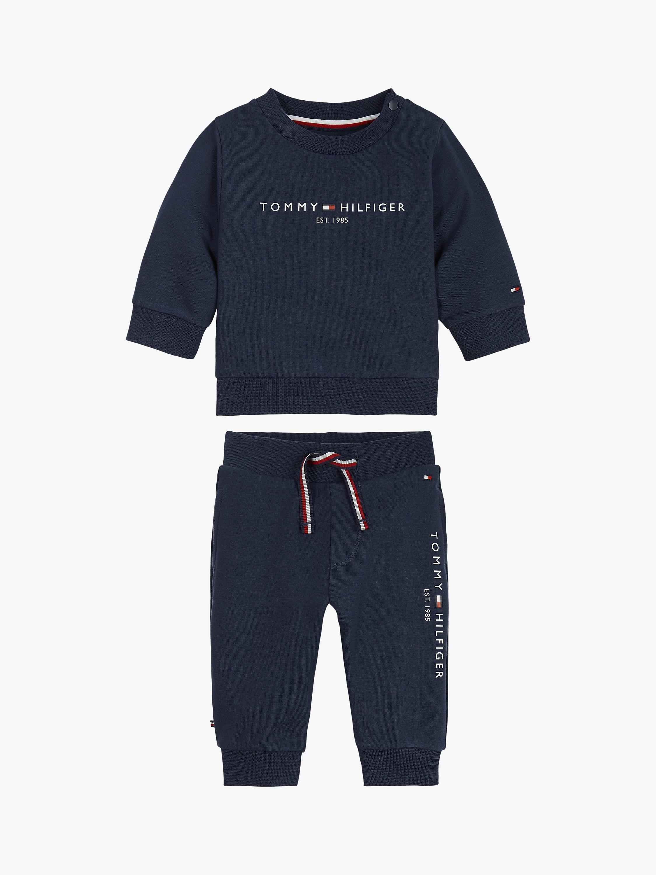Tommy Hilfiger Baby Essential Logo Crew Neck Sweatshirt and Joggers Set, Twilight Navy