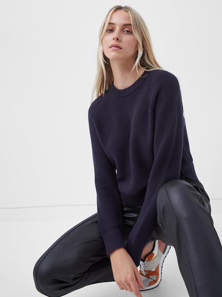 French Connection Lilly Mozart Crew Neck Jumper - view 2, Utility Blue