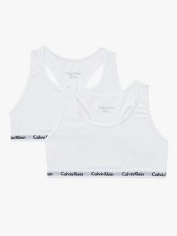 Calvin Klein Kids' Modern Cotton Bralette, Pack of 2, White, White