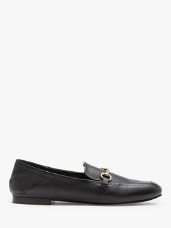 Mint Velvet Camille Leather Snaffle Trim Loafers, Black