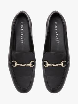 Mint Velvet Camille Leather Snaffle Trim Loafers - view 2, Black