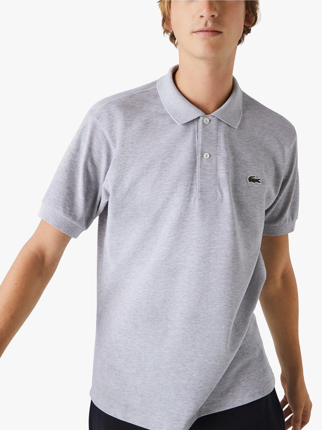 Product image 1 of 3, which shows Lacoste L.12.12 Classic Regular Fit Short Sleeve Polo Shirt, Silver Chine, S