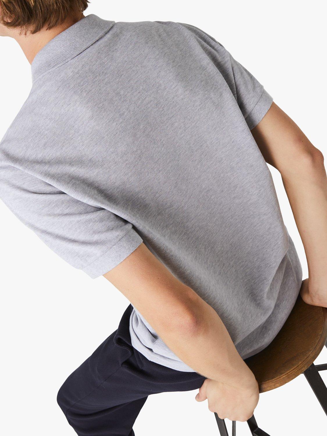 Product image 3 of 3, which shows Lacoste L.12.12 Classic Regular Fit Short Sleeve Polo Shirt, Silver Chine, S