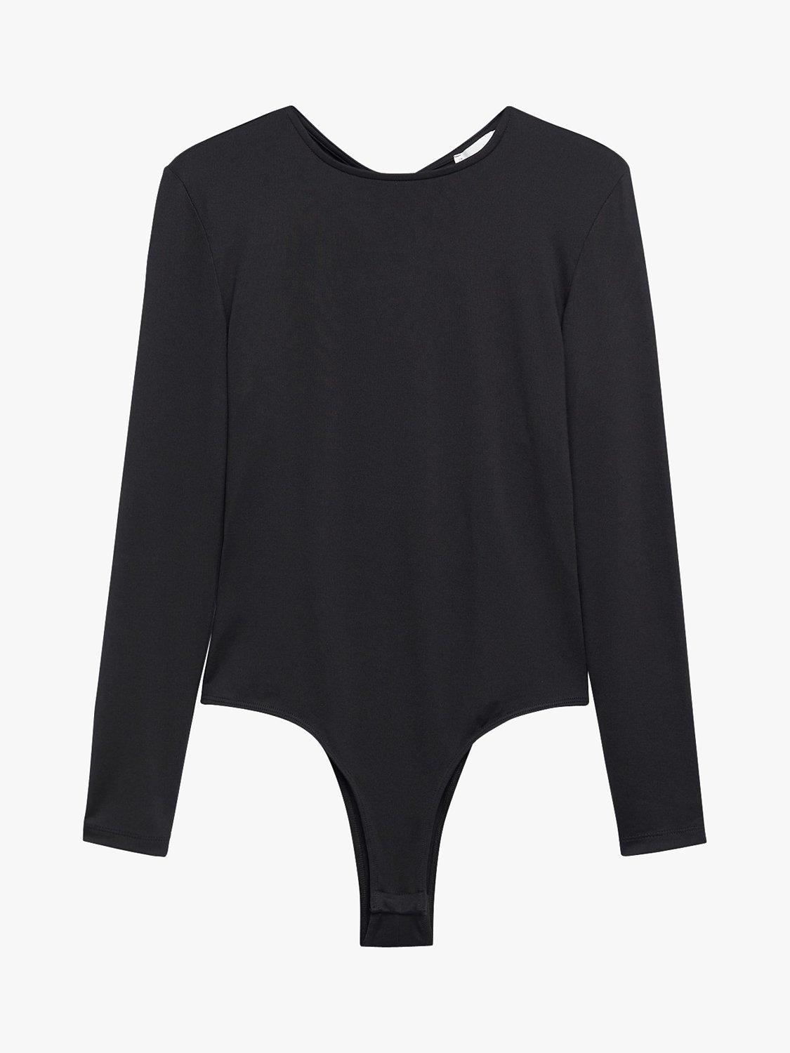 Mango Open Back Bodysuit, Black