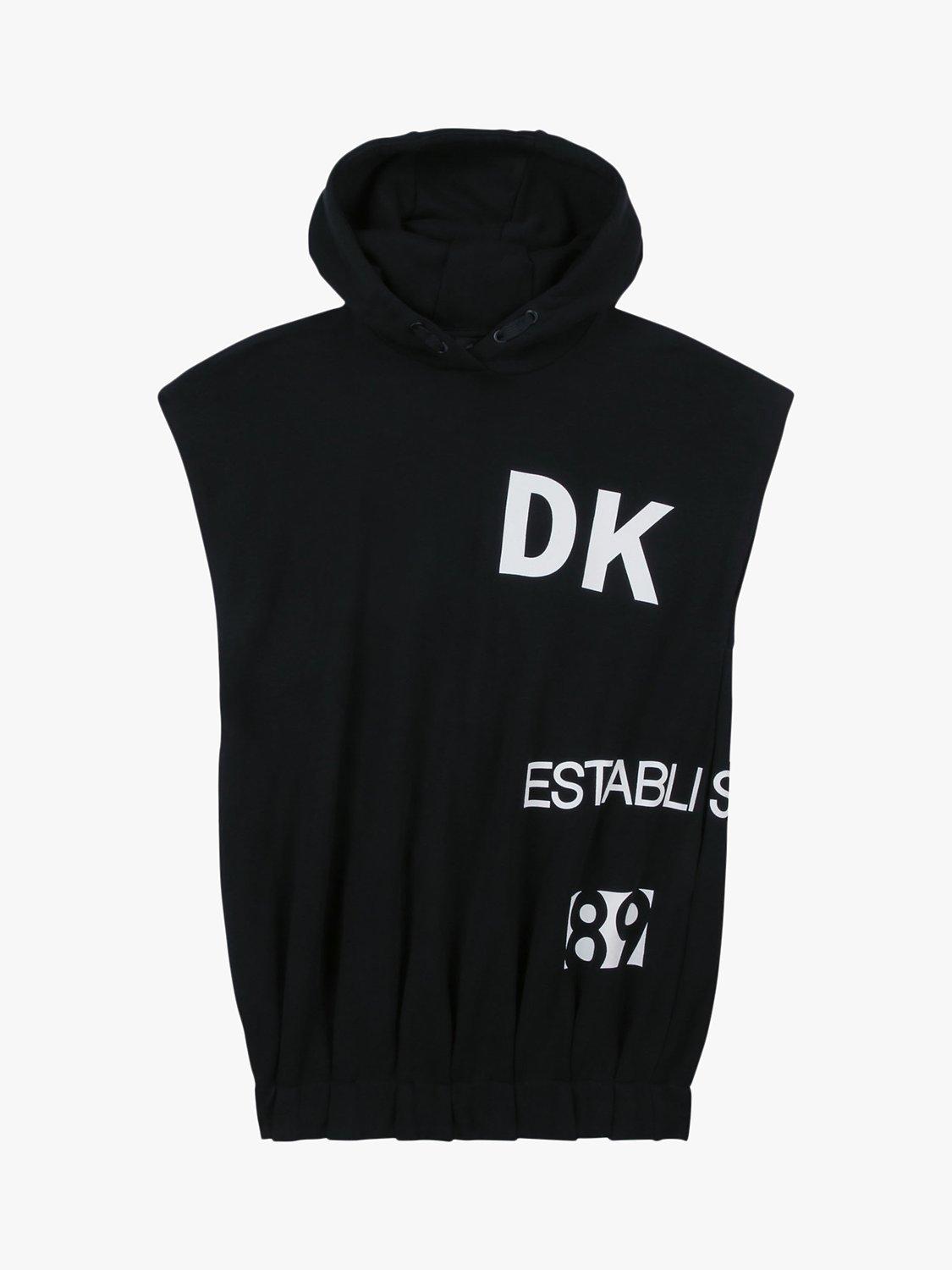 Product image 1 of 2, which shows DKNY Kids' Hooded Fleece Dress, Black, 4 years