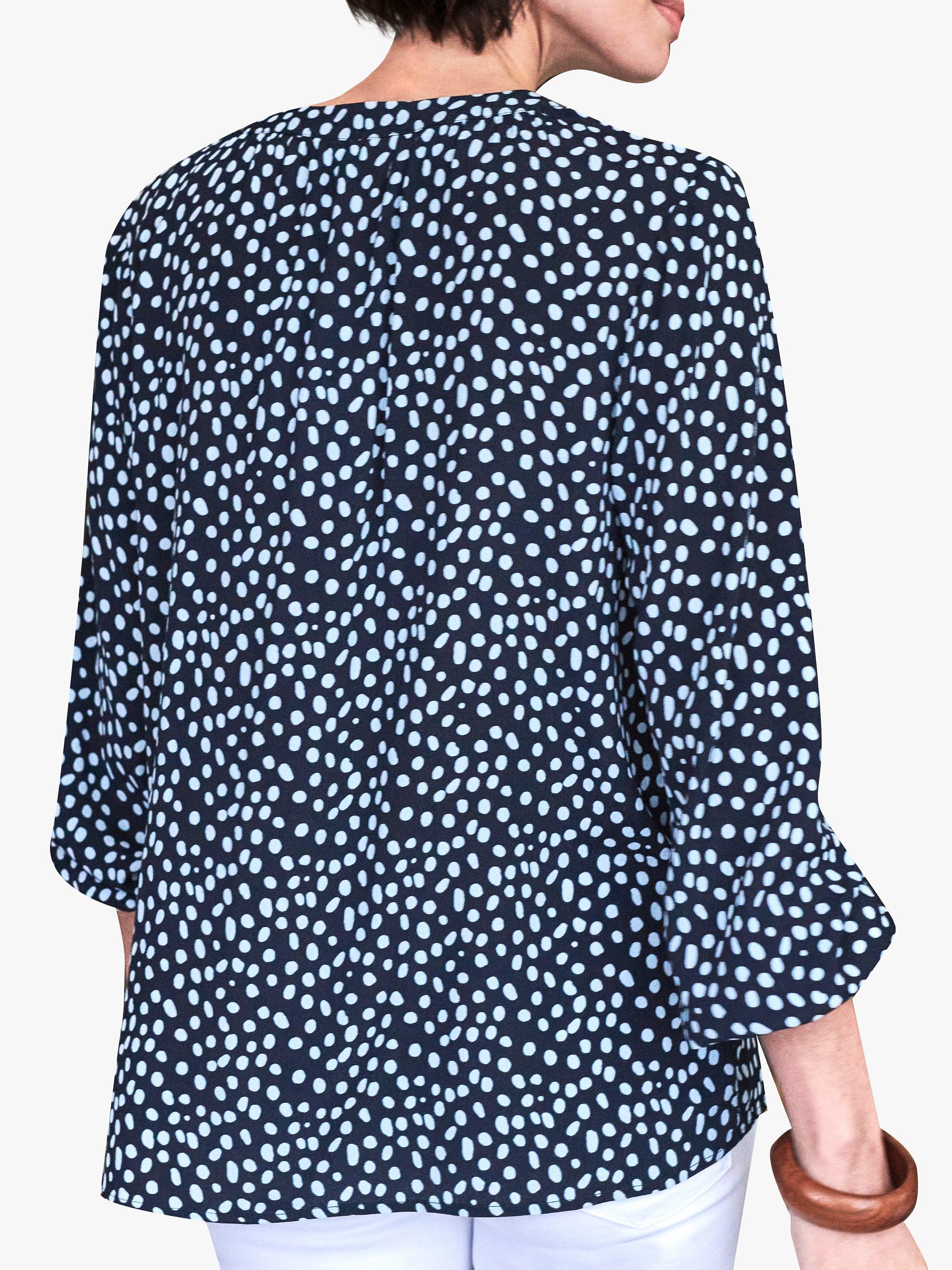 Product image 2 of 3, which shows Pure Collection Animal Spot Blouse, Navy, 8