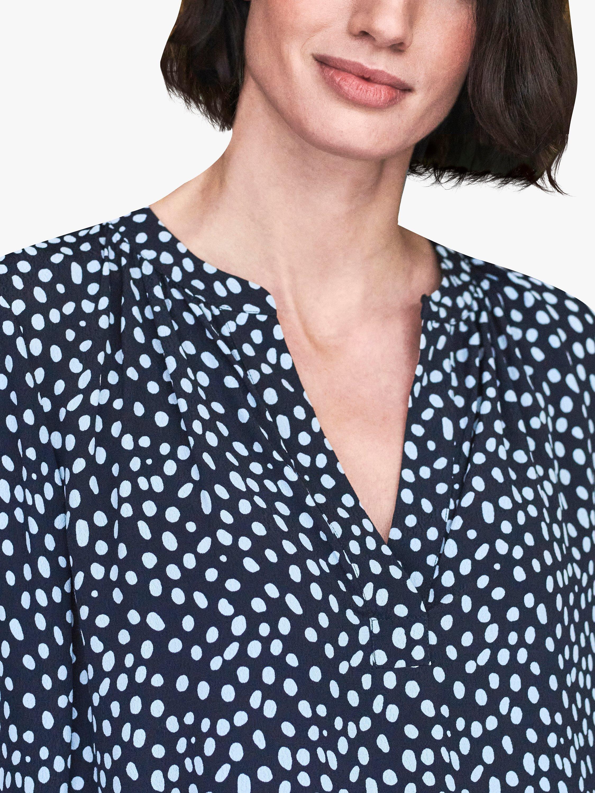Product image 3 of 3, which shows Pure Collection Animal Spot Blouse, Navy, 8