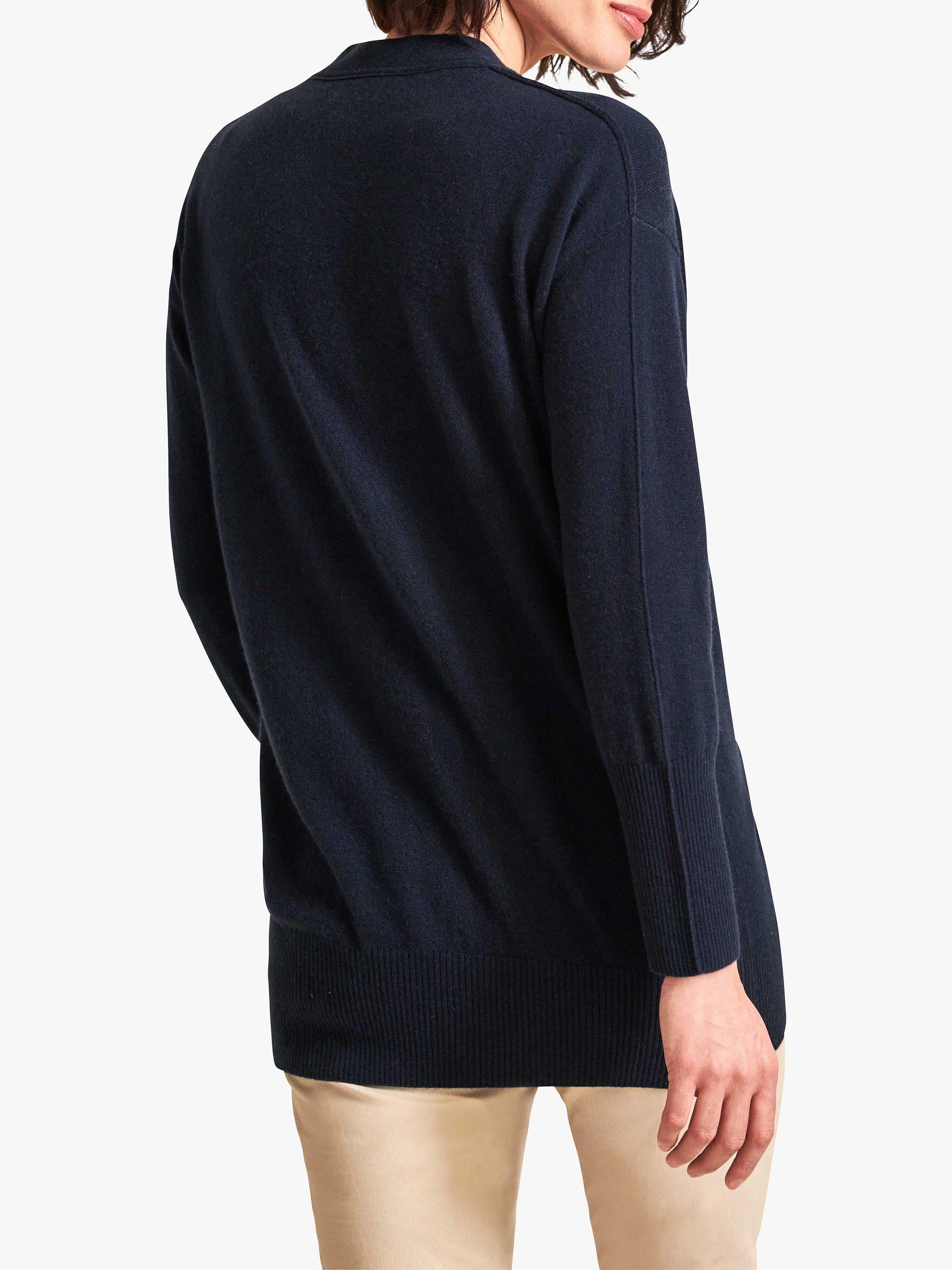 Product image 2 of 3, which shows Pure Collection Boyfriend Linen Longline Cardigan, Navy, 8