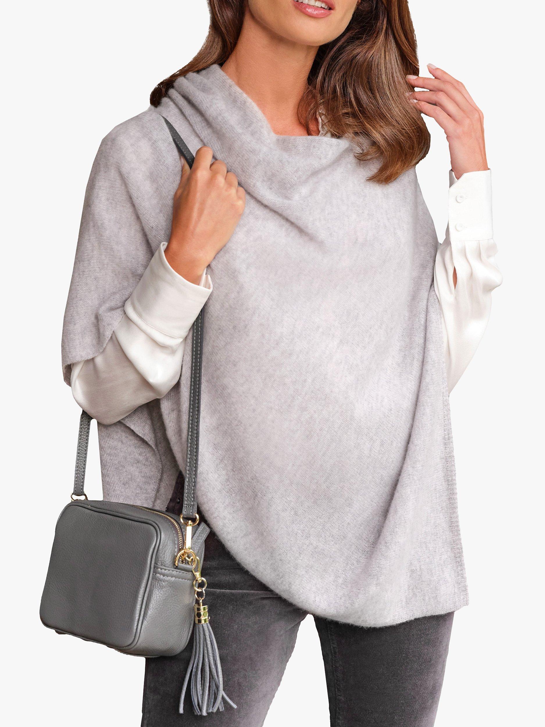 Product image 1 of 3, which shows Pure Collection Cashmere Poncho, Heather Dove