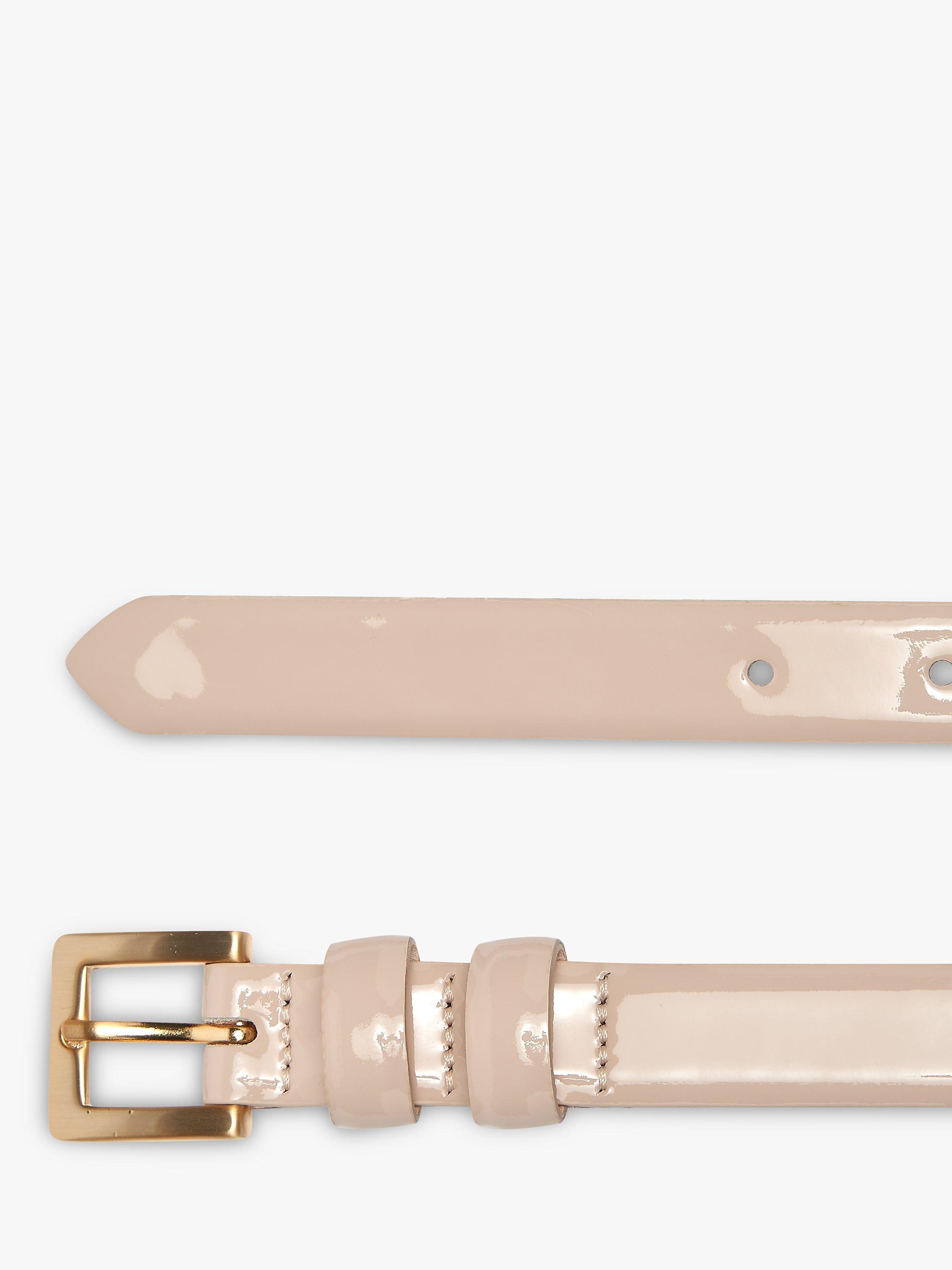 Pure Collection Fancy Leather Belt, Sand Patent