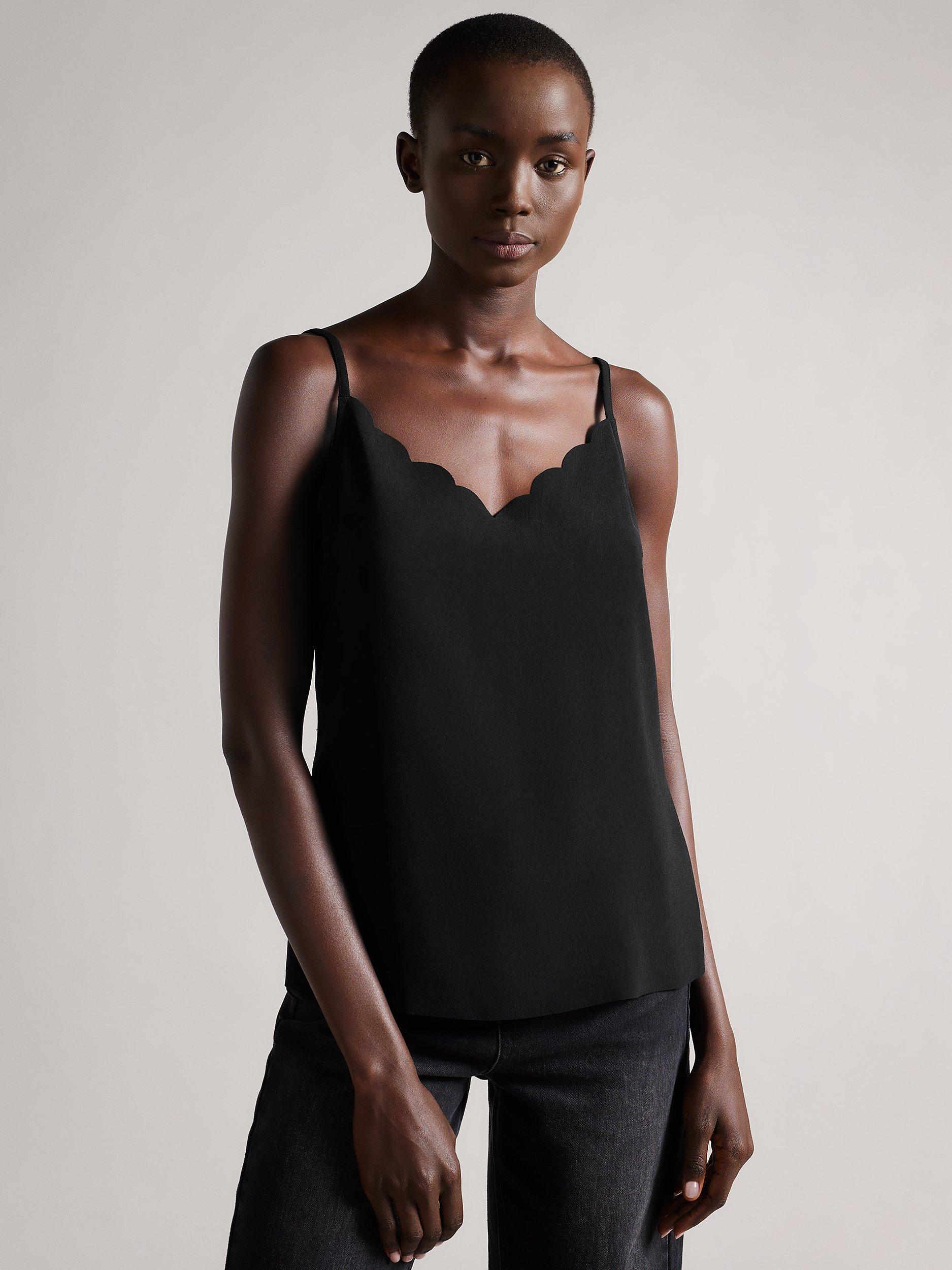 Ted Baker Siina Scallop Trim Top, Black