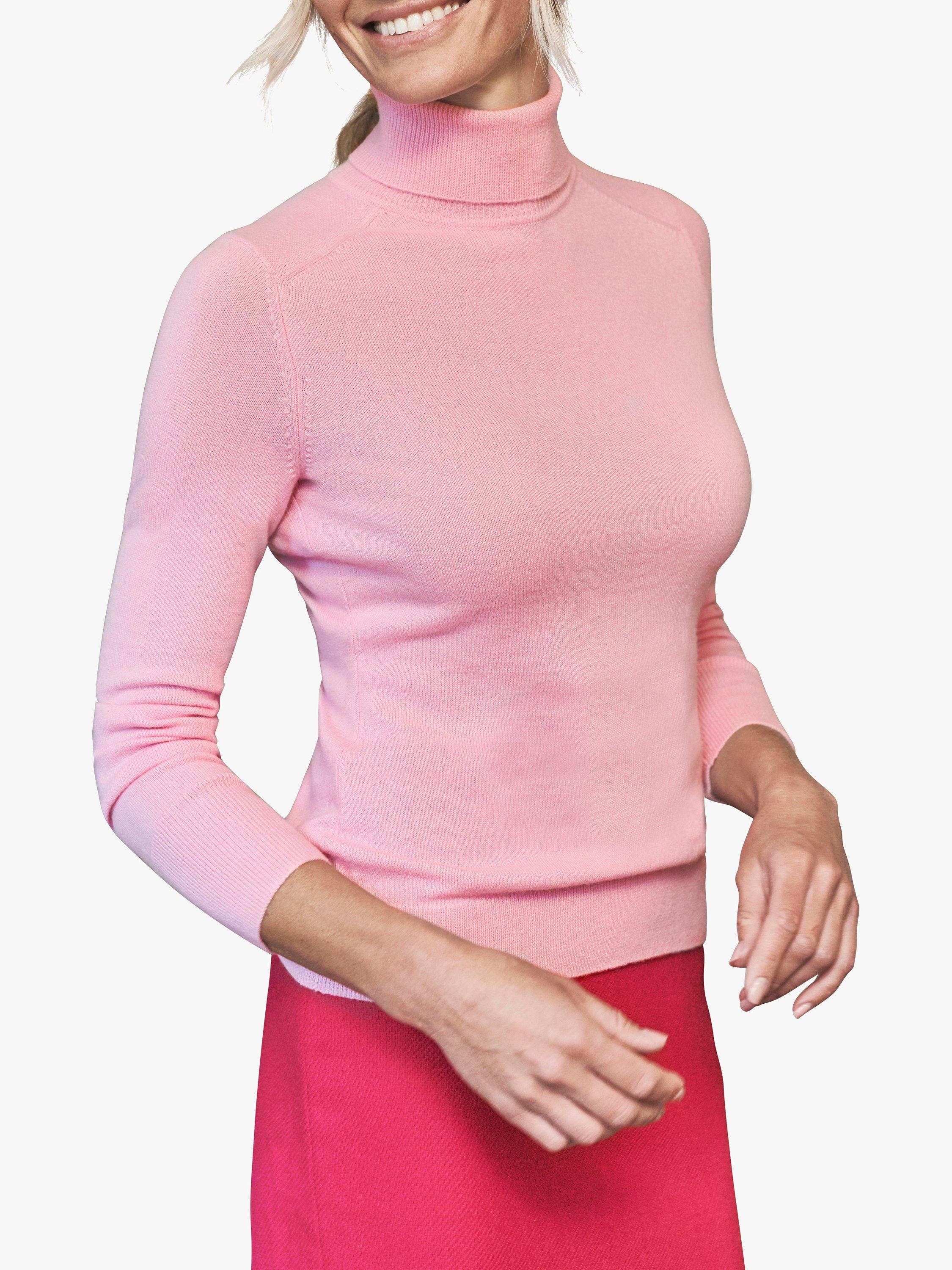 Pure Collection Cashmere Polo Jumper, Cherry Blossom