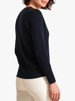 Pure Collection Cashmere V-Neck Jumper - view 2, Navy