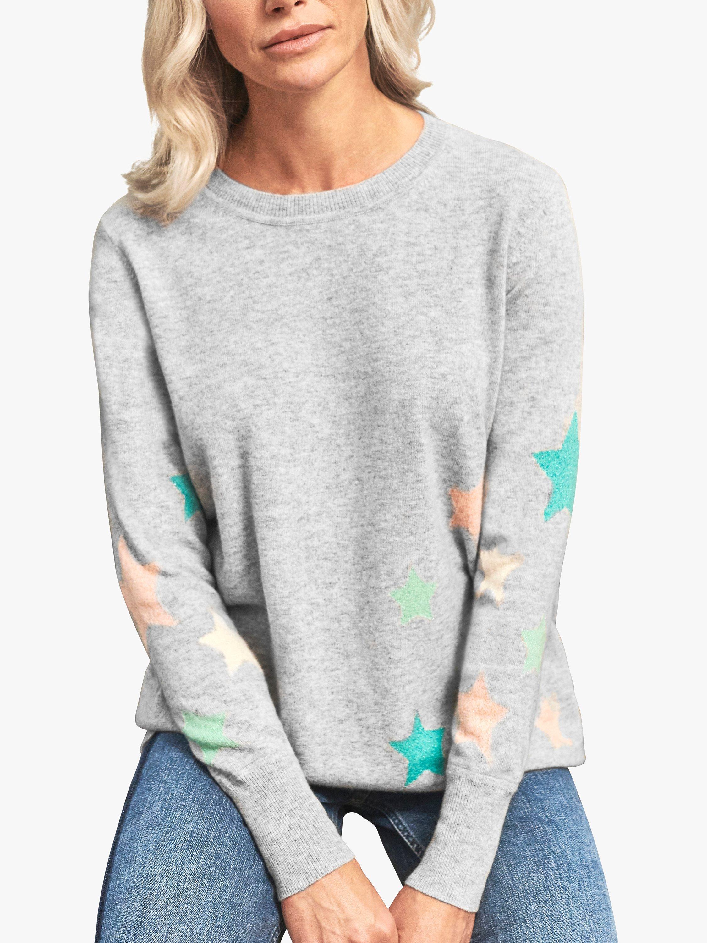 Pure Collection Star Detail Cashmere Boyfriend Sweater, Multi, 8