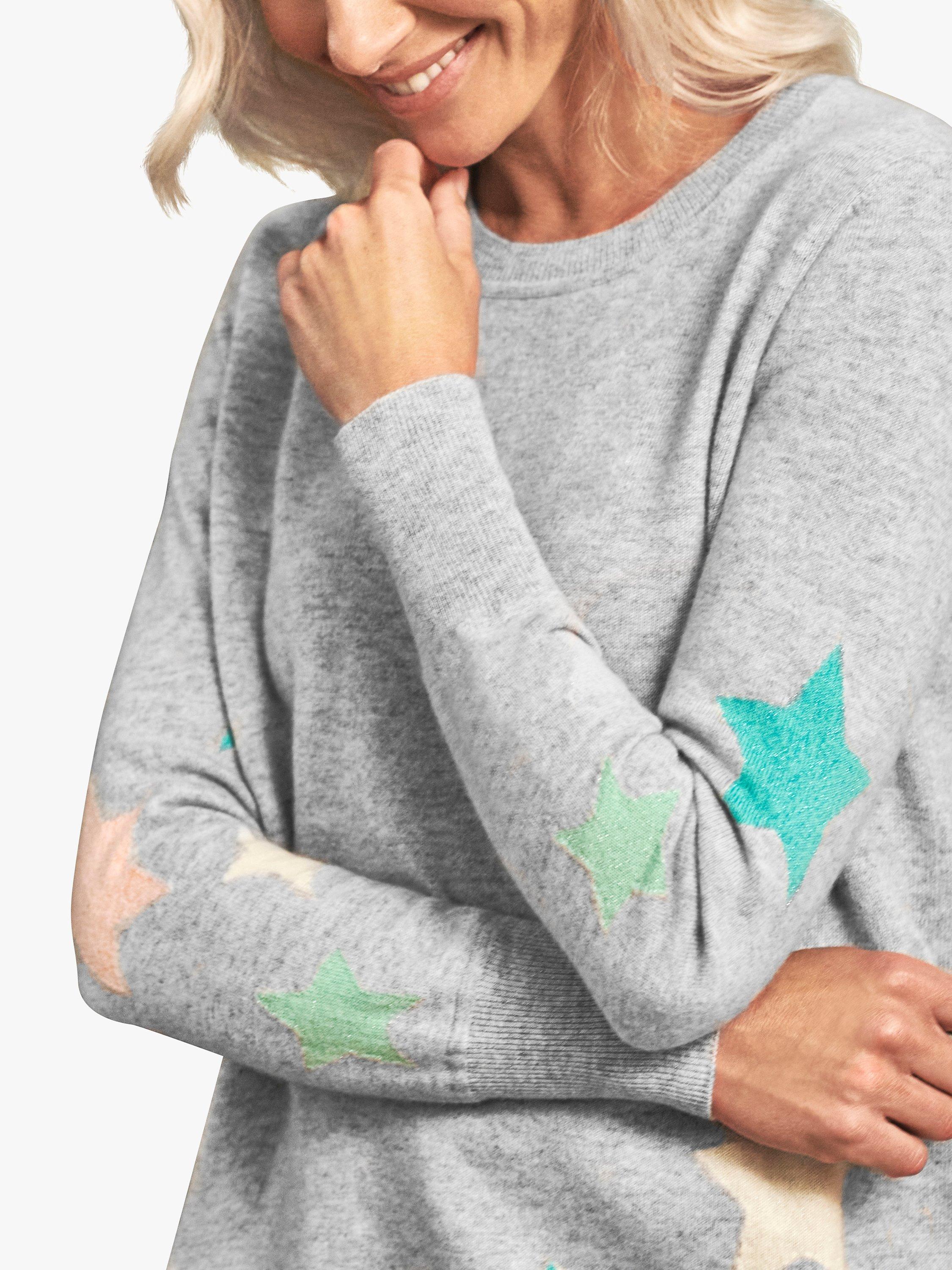 Pure Collection Star Detail Cashmere Boyfriend Sweater, Multi, 8