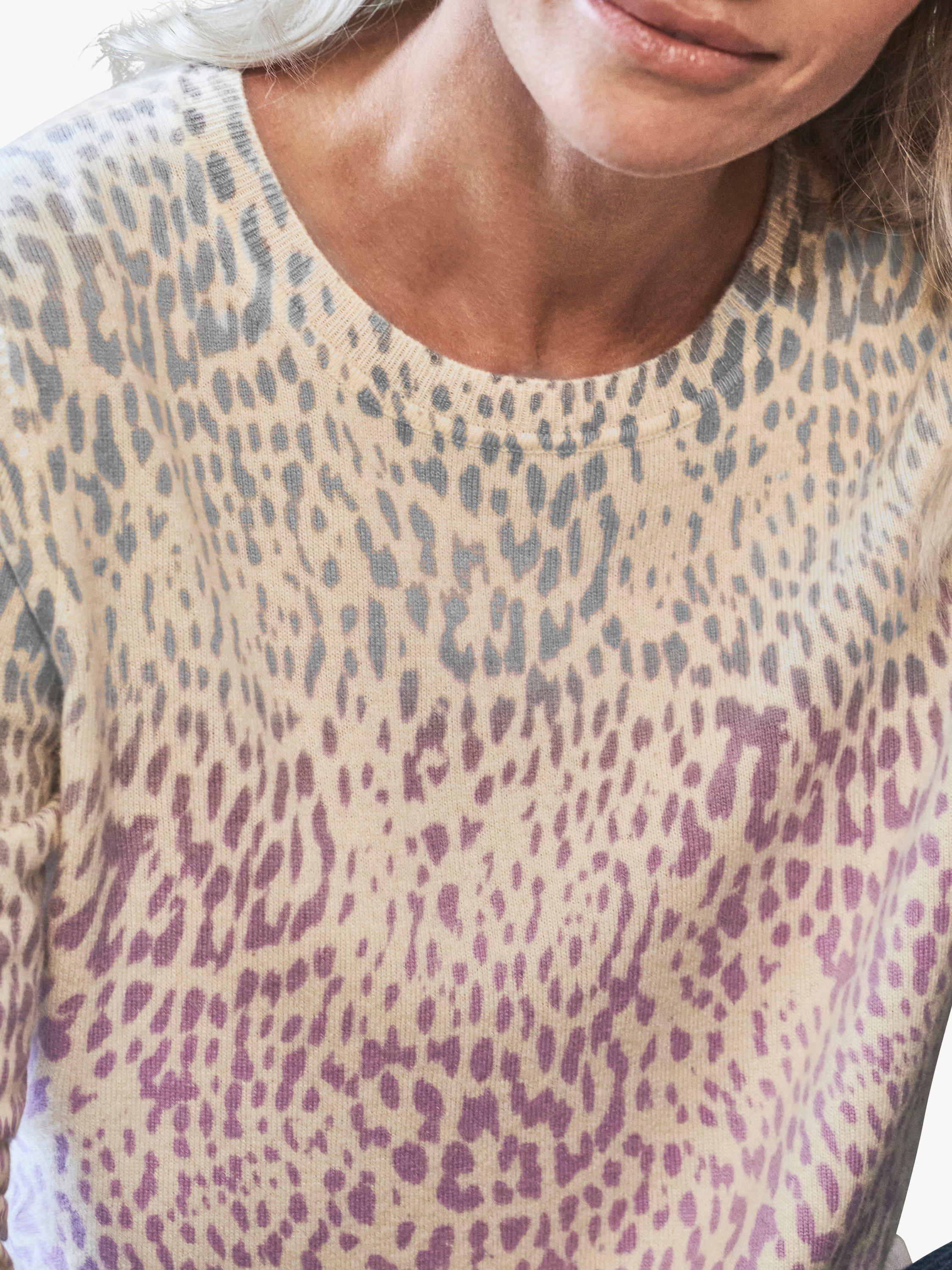 Product image 3 of 3, which shows Pure Collection Boyfriend Ombre Animal Print Cashmere Jumper, Multi, 8