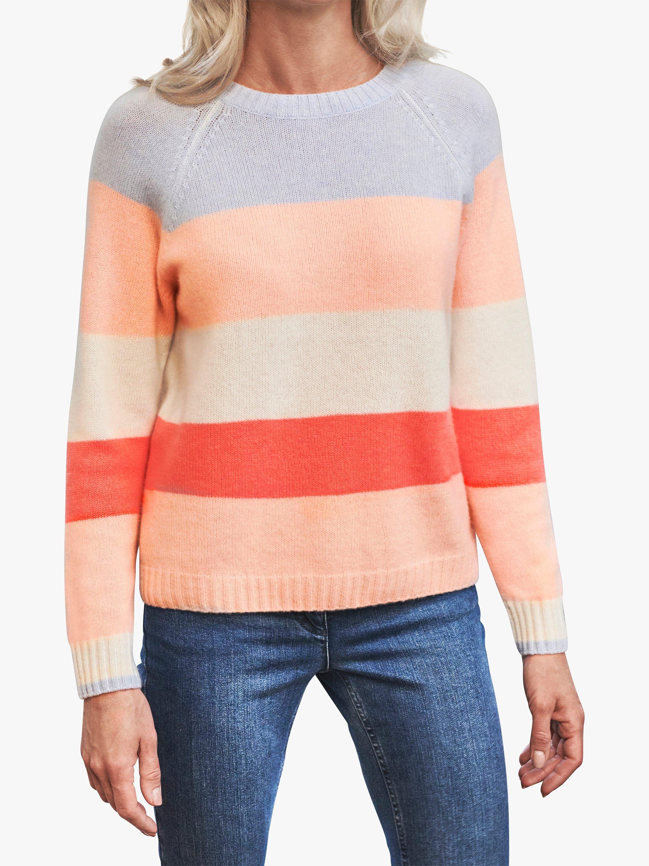 Product image 1 of 3, which shows Pure Collection Cashmere Lofty Stripe Sweatshirt, Multi, 8