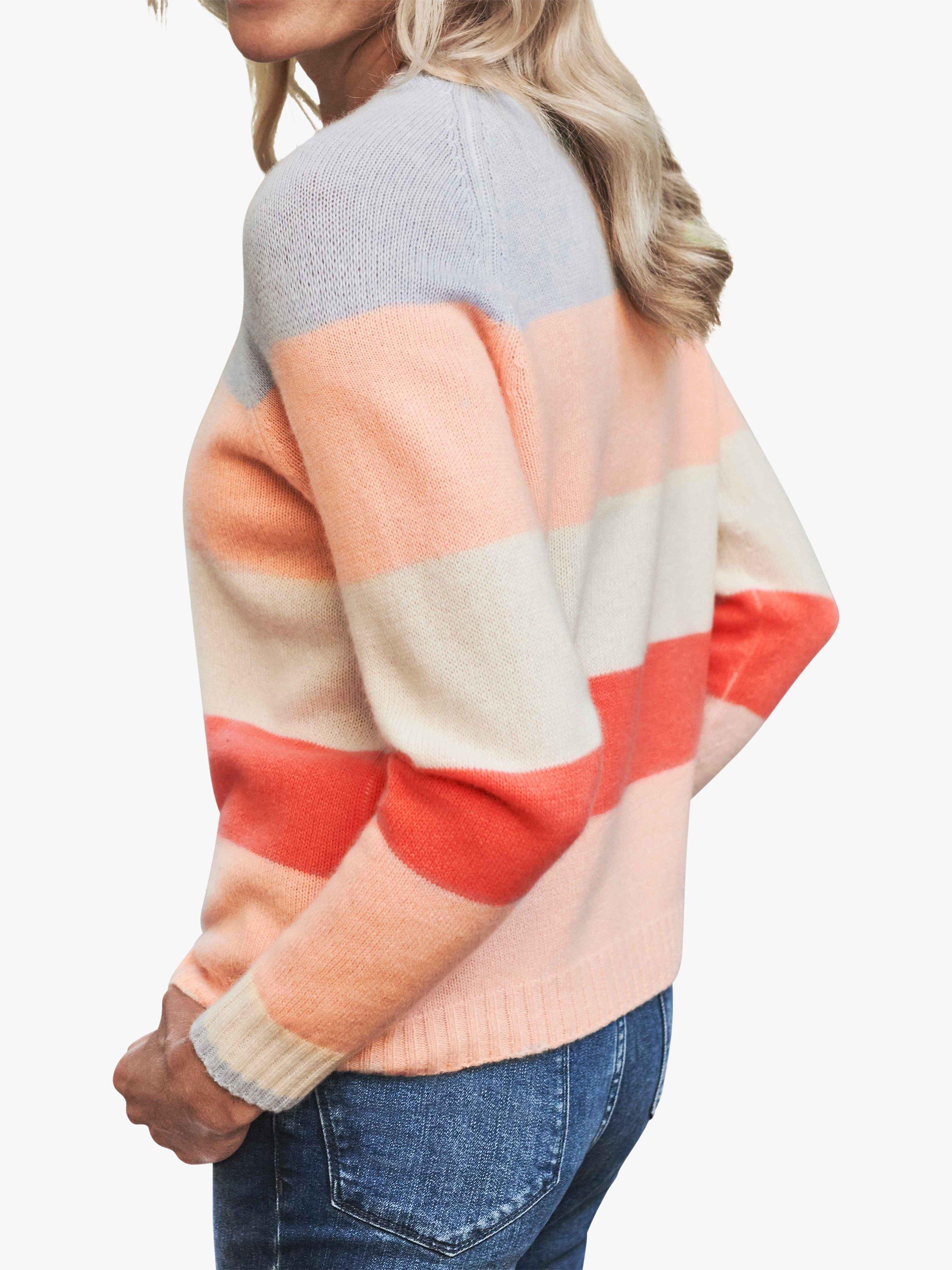 Product image 2 of 3, which shows Pure Collection Cashmere Lofty Stripe Sweatshirt, Multi, 8