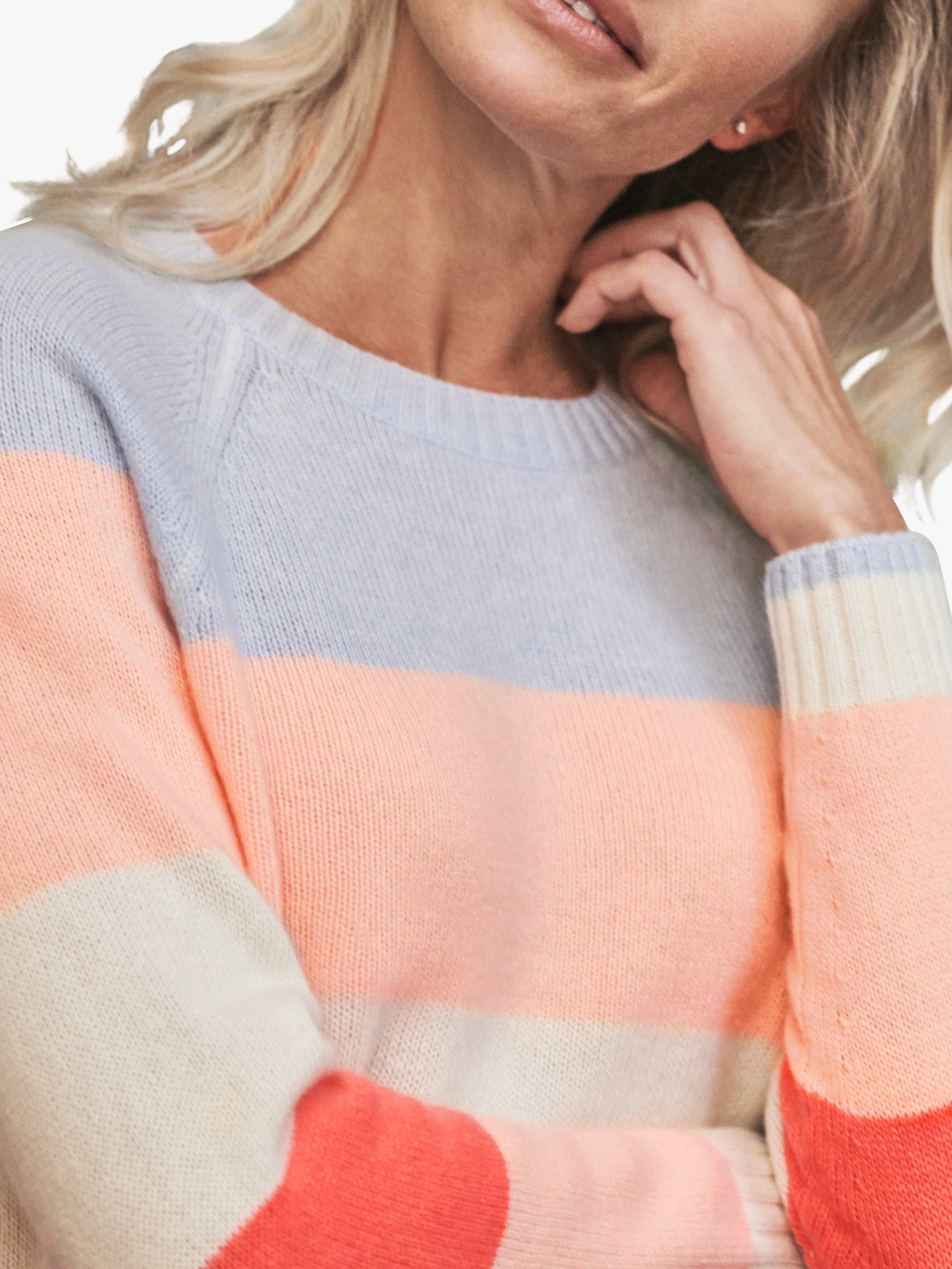 Product image 3 of 3, which shows Pure Collection Cashmere Lofty Stripe Sweatshirt, Multi, 8