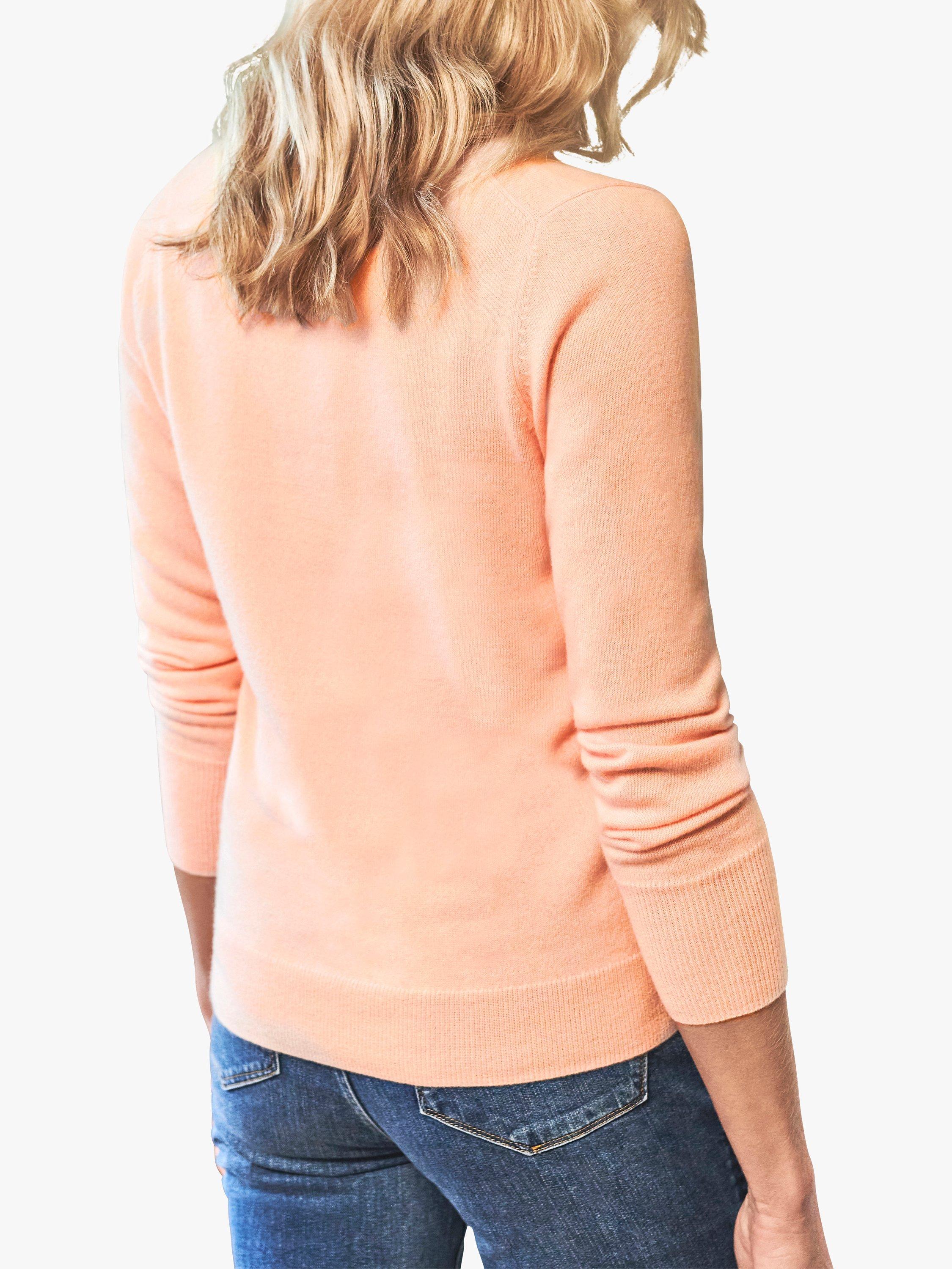 Pure Collection Cashmere V-Neck Jumper, Pale Peach, 8