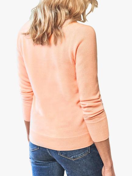 Pure Collection Cashmere V-Neck Jumper - view 2, Pale Peach