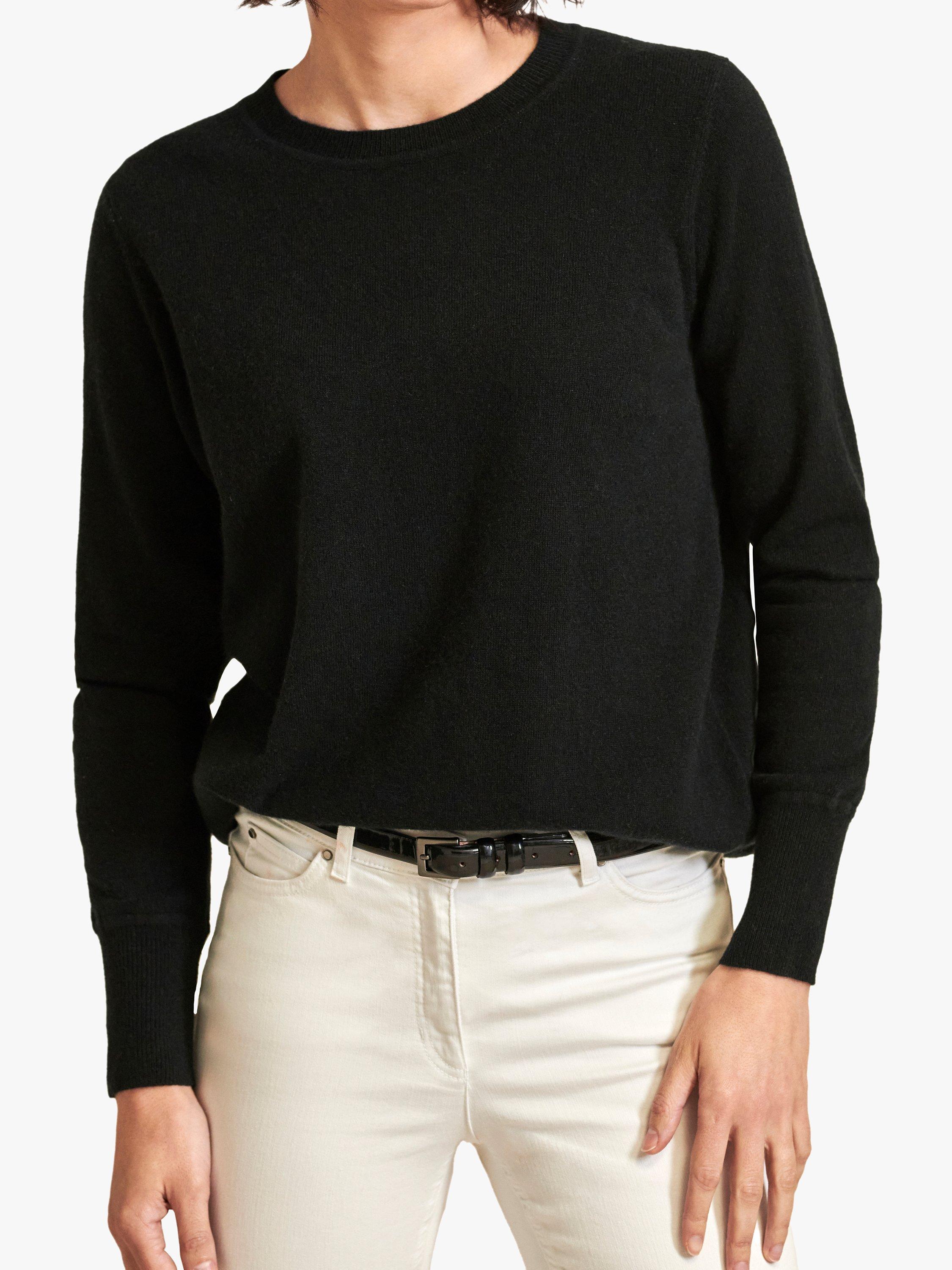 Product image 1 of 3, which shows Pure Collection Boyfriend Cashmere Jumper, Black, 8