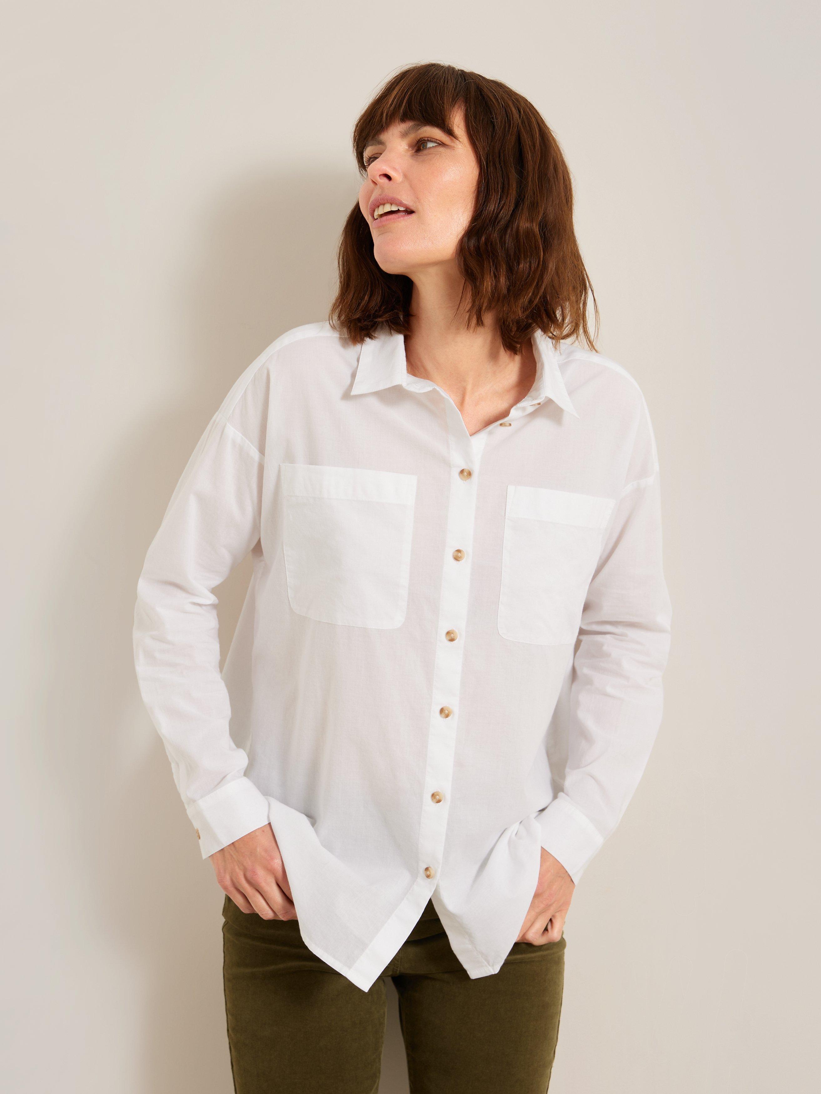 John Lewis High Low Hem Cotton Shirt, White