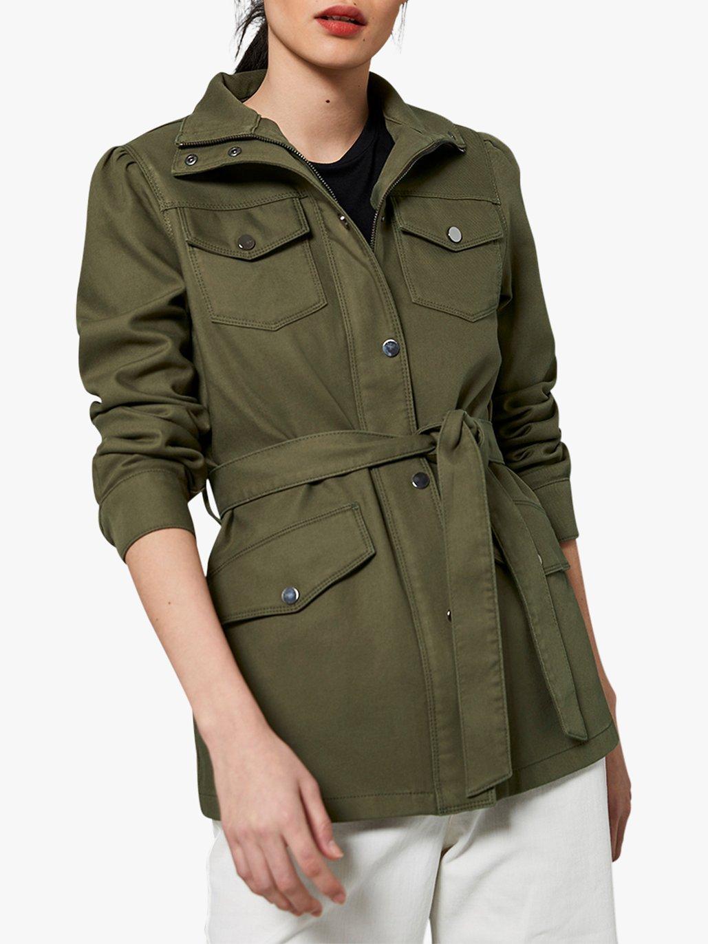 Mint Velvet Cotton Twill Shacket, Khaki